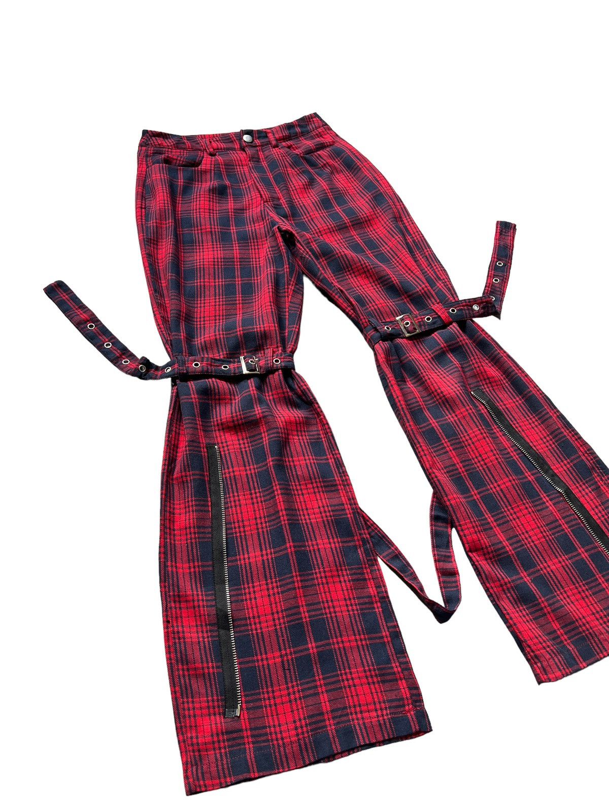 Japanese Brand Unknown Tartan Punk Bondage Pants Size US 27 - 4 Thumbnail