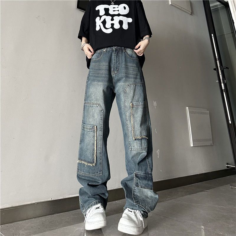 Japanese Brand American retro hip-hop washed multi-pocket cargo jeans Size US 32 / EU 48 - 1 Thumbnail