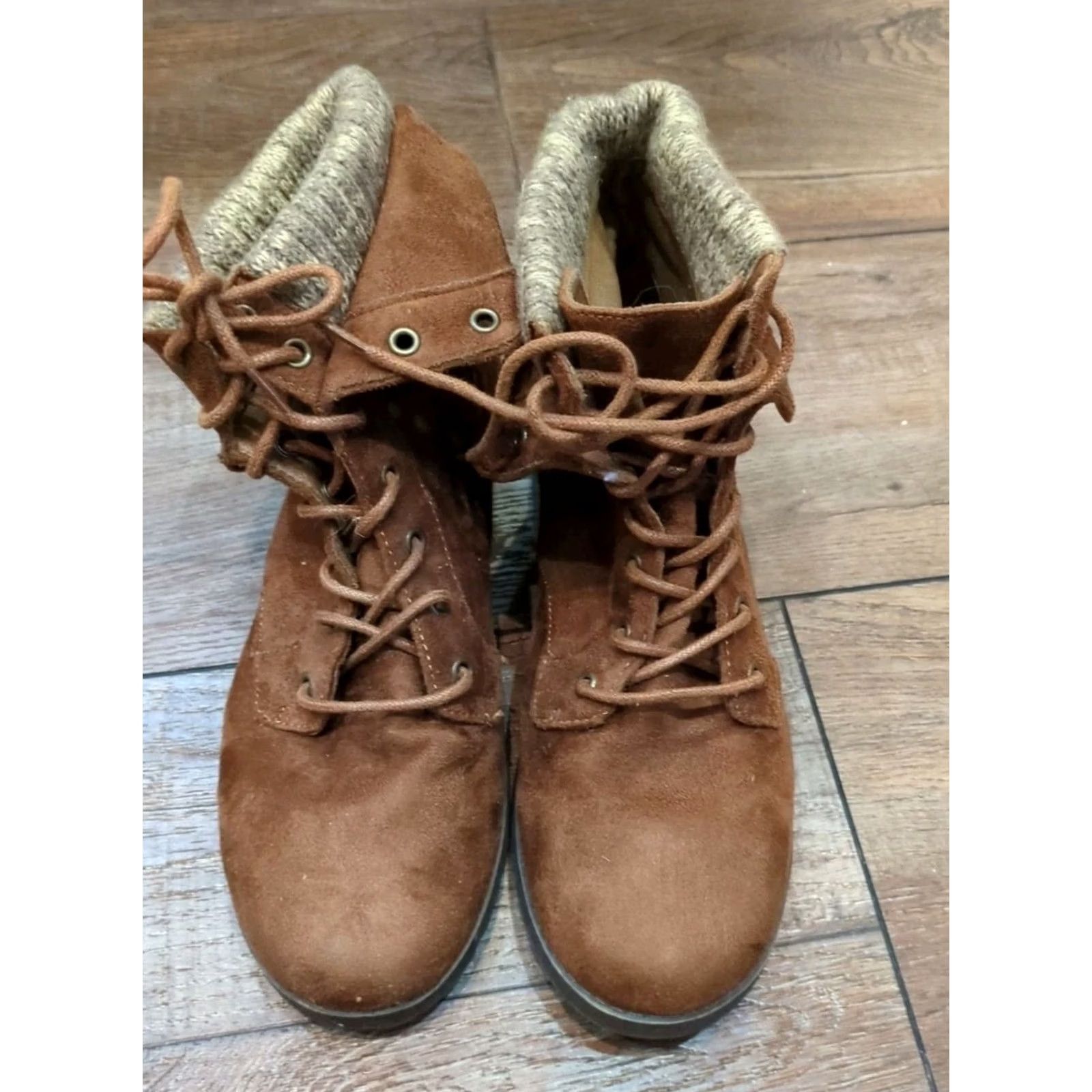 Vintage Arizona Jean Co Women's Bootie Brown Ankle Boots Memory Foam Suede 8 M Casual VerVest? Size 30" / US 8 / IT 44 - 2 Thumbnail