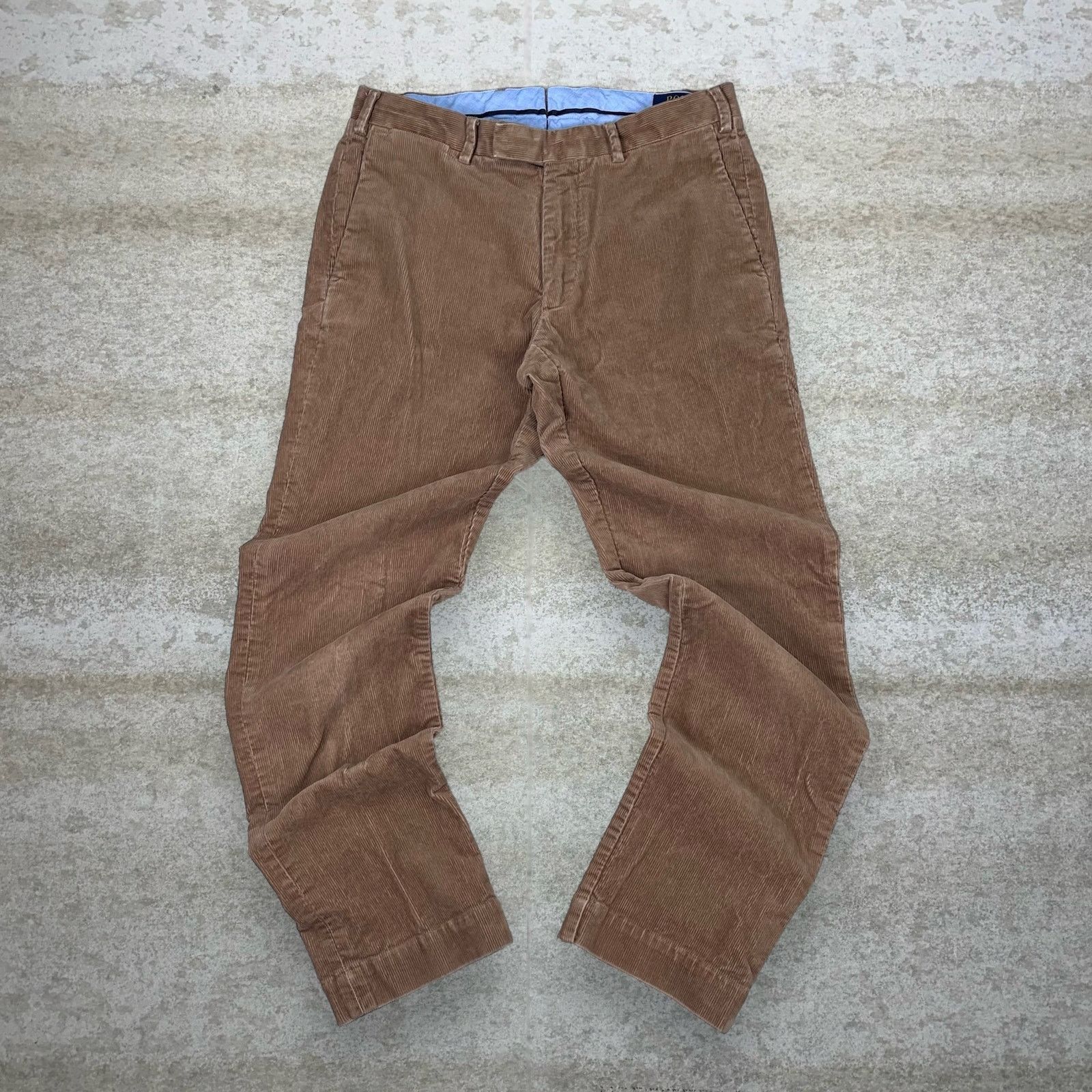Polo Ralph Lauren × Vintage Ralph Lauren Corduroy Pants Slim Fit Tan Flat Front Trousers Size US 30 / EU 46 - 2 Thumbnail