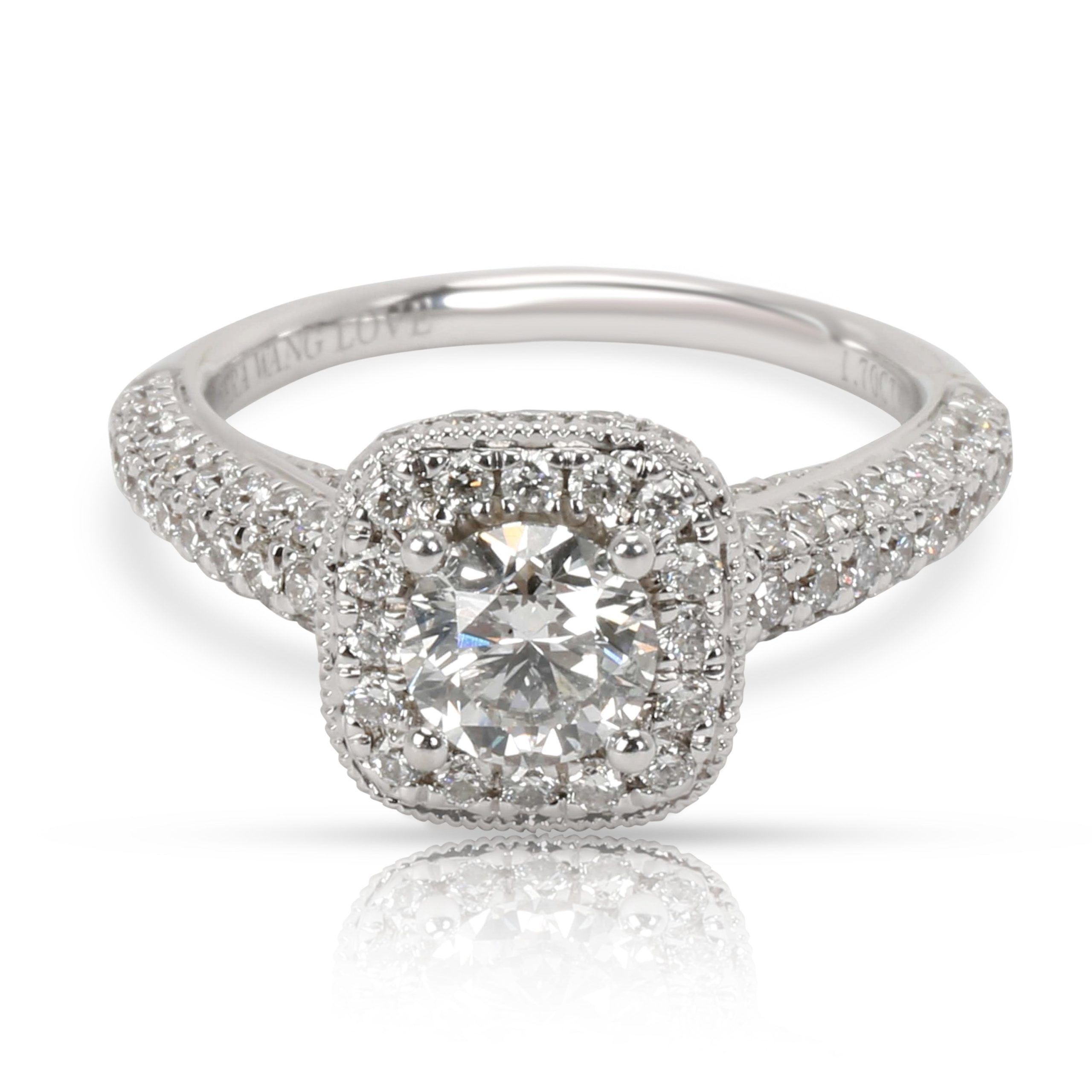image of Vera Wang Love Collection Halo Diamond Engagement Ring In 18K White Gold 1.7 Ctw, Women's