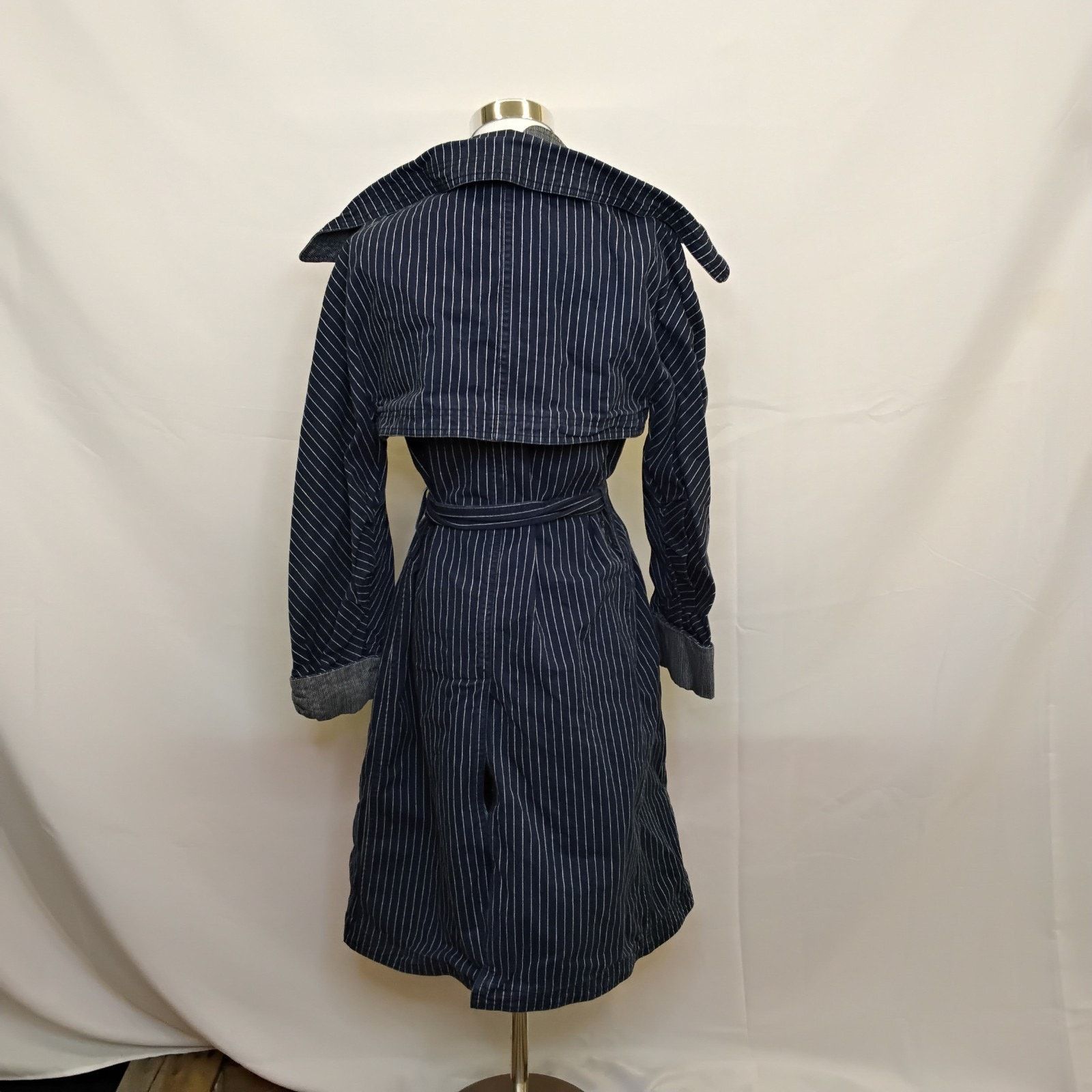 Chloe Chloé Belted Denim Trench Women's 34 (S) Blue Pinstripe Size XS / US 0-2 / IT 36-38 - 3 Thumbnail