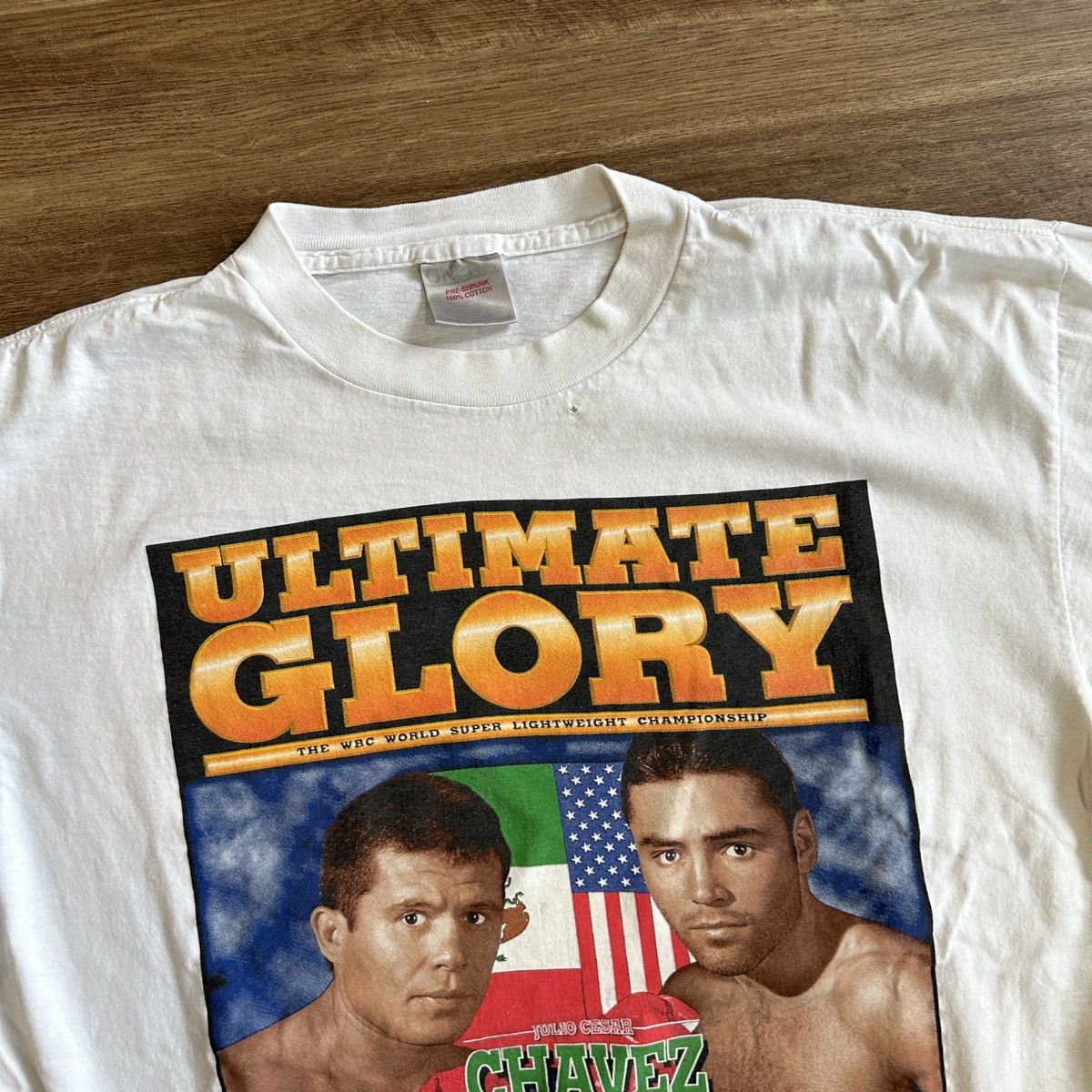Rap Tees × Vintage 1996 De La Hoya Vs Chavez Boxing Promo White Ultimate Glory Size US XL / EU 56 / 4 - 2 Thumbnail