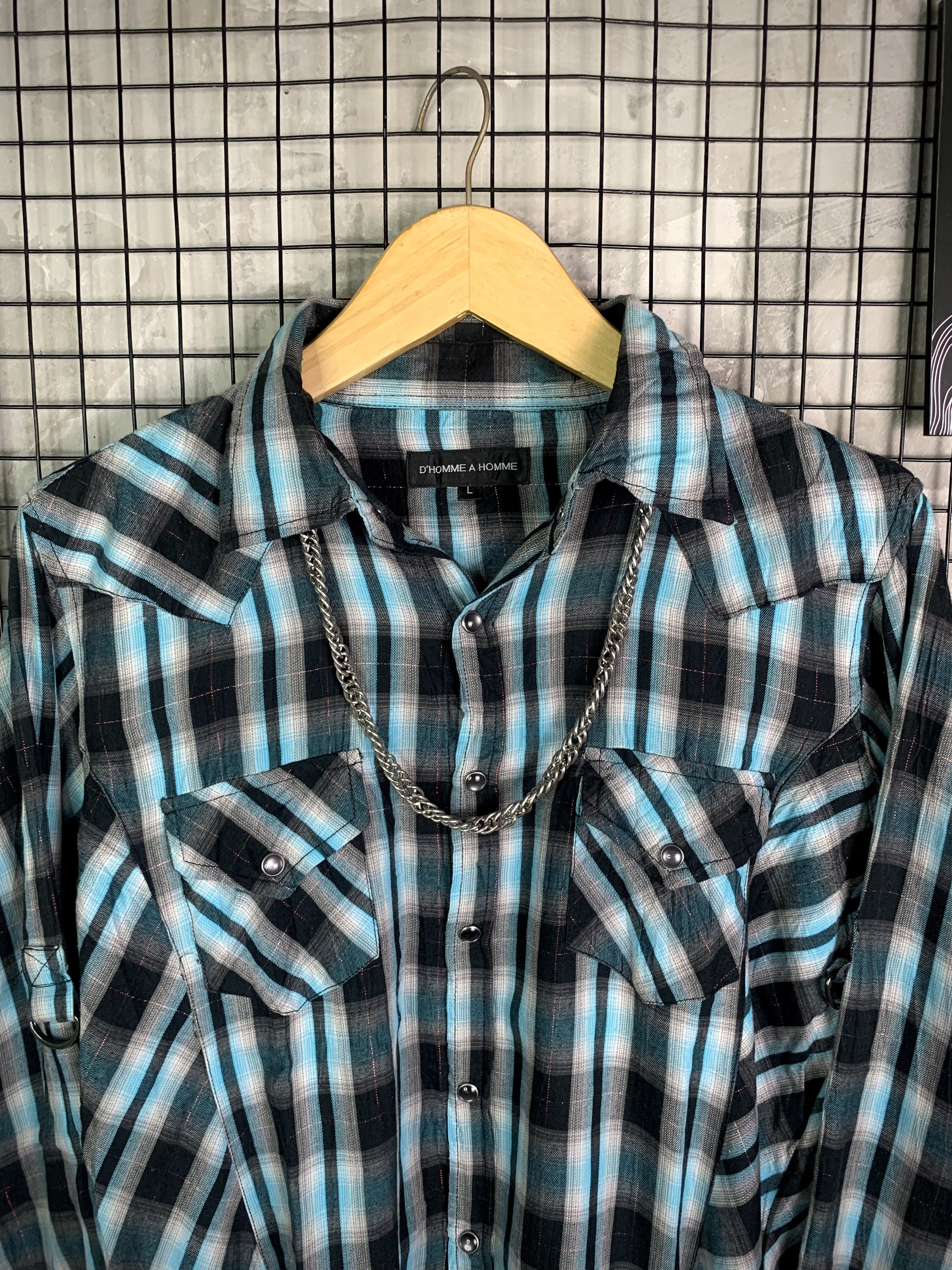 Japanese Brand D'HOMME A HOMME Western Plaid Shirt Size US L / EU 52-54 / 3 - 3 Thumbnail