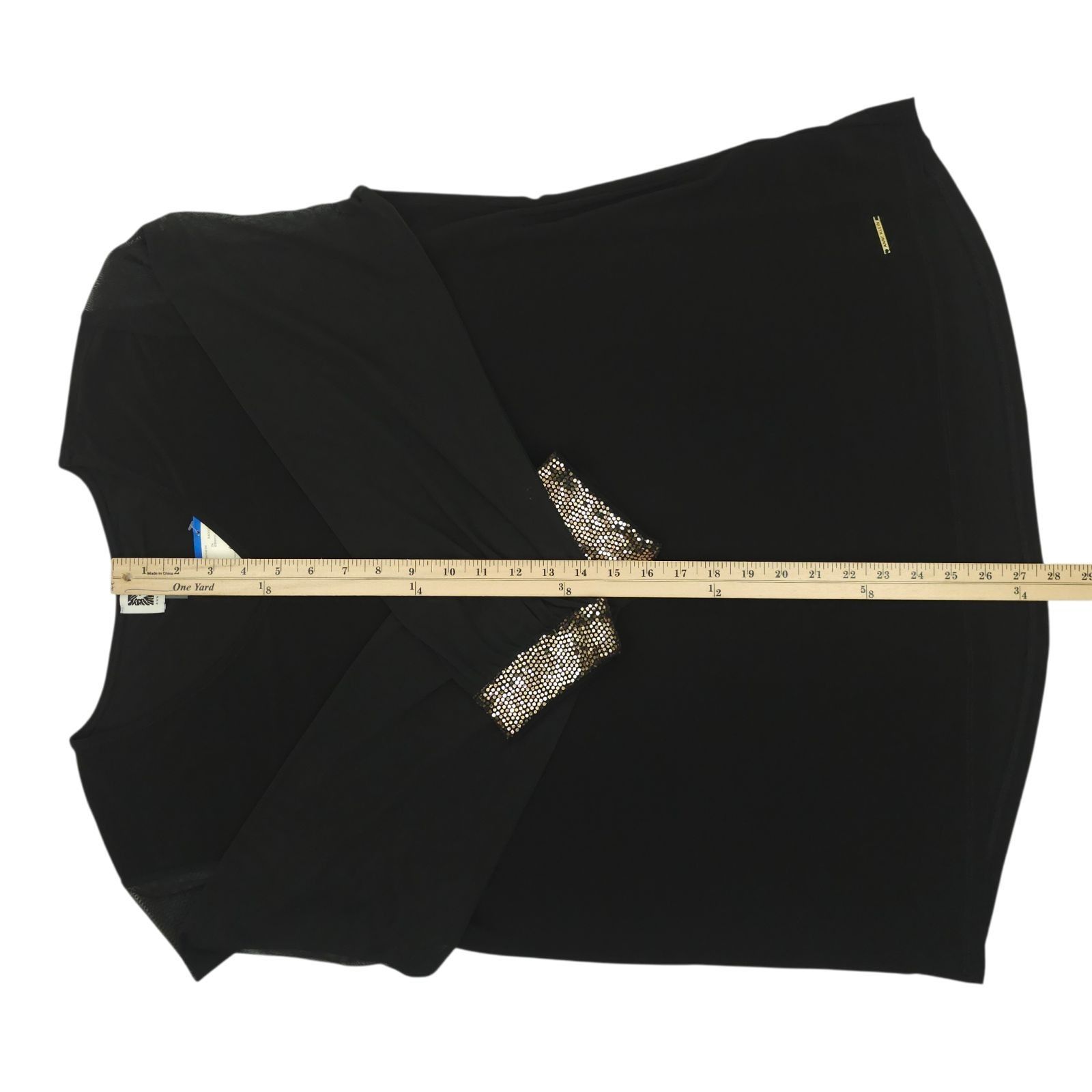 Anne Klein Anne Klein Black V-Neck Top Blouse Womens XL Sheer Mesh Long Size XL / US 12-14 / IT 48-50 - 5 Thumbnail