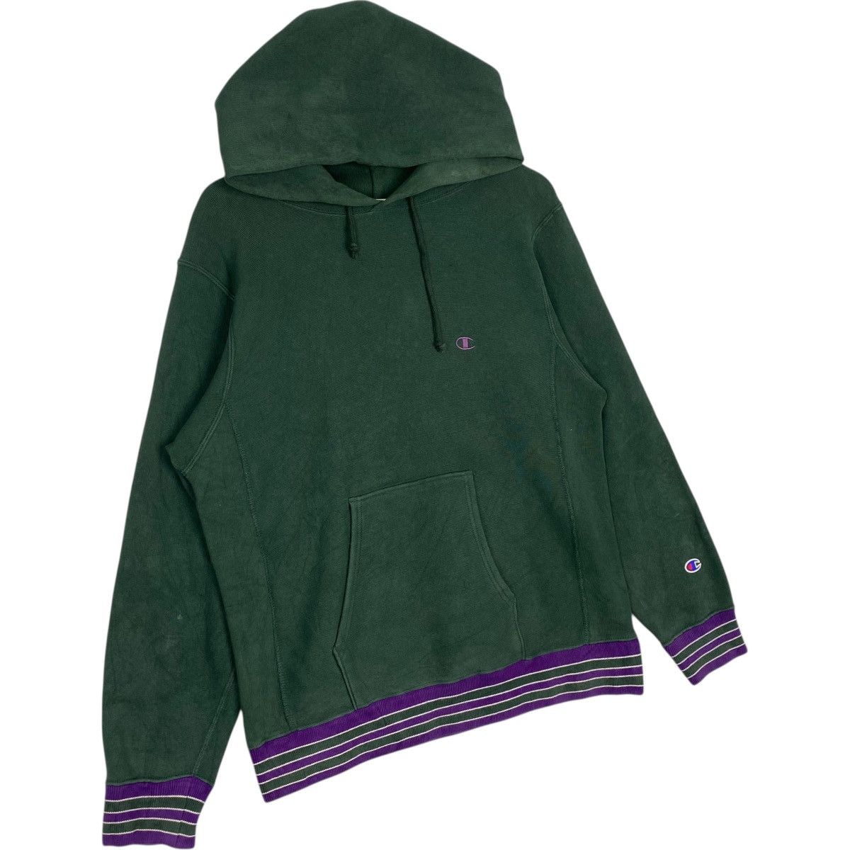 Vintage Vintage Champion Reverse Weave Hoodie Green Pullover Size M Size US L / EU 52-54 / 3 - 3 Thumbnail