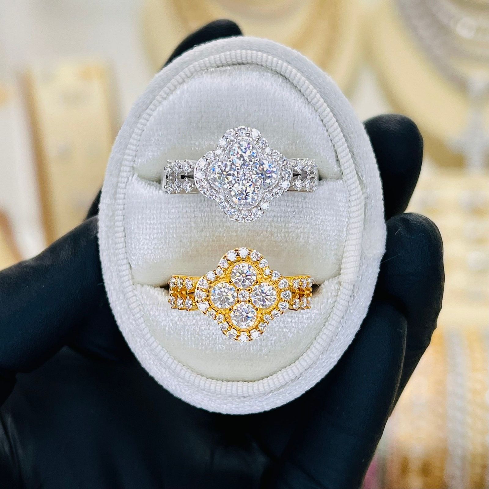 Other Clover Full Moissanite Pavé Engagement Ring Size ONE SIZE - 1 Thumbnail