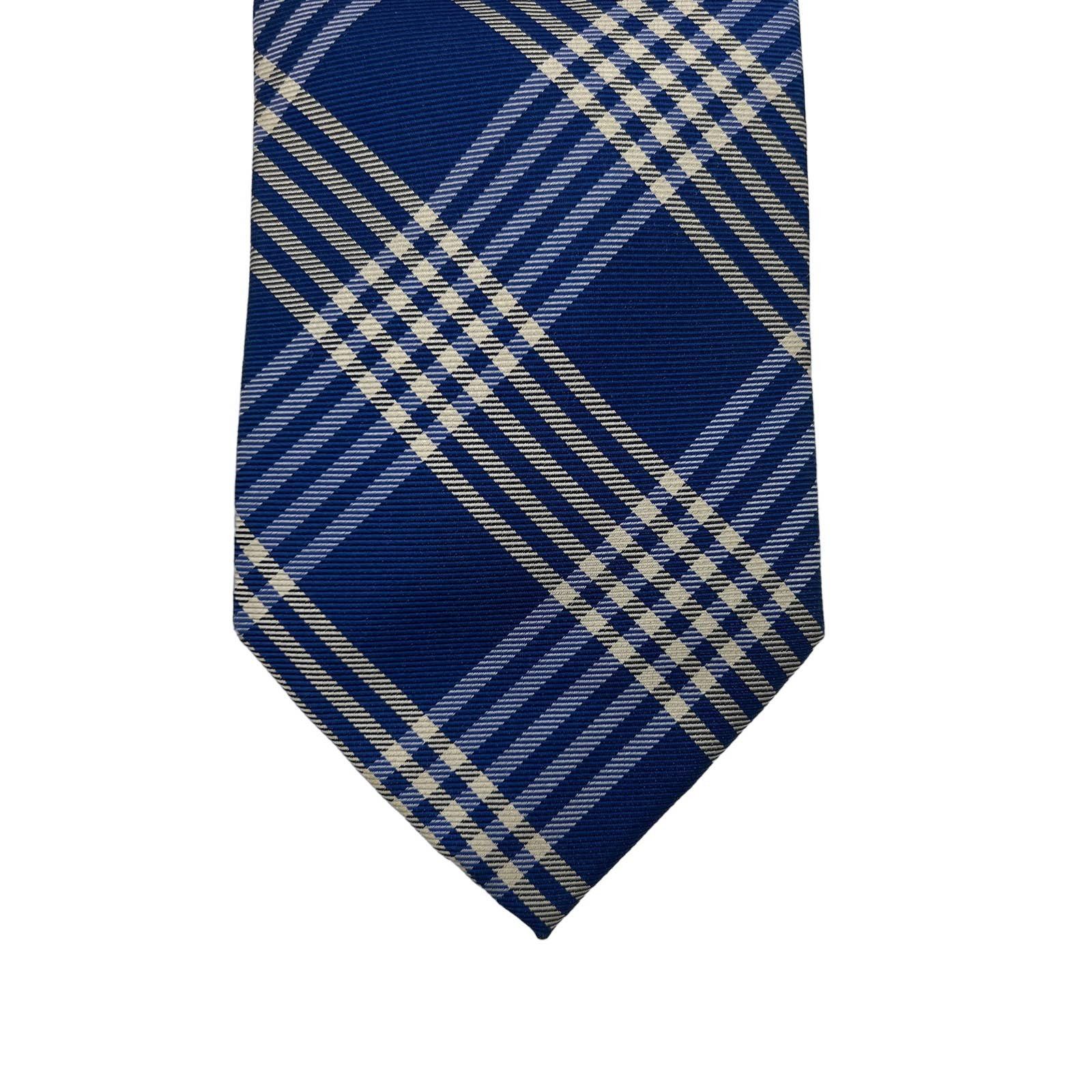 Paul Smith Silk Blue White Tie Plaid