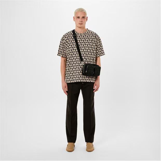 o1g2r1mq0724 T-Shirts Toile Iconographe Print Beige & Black
