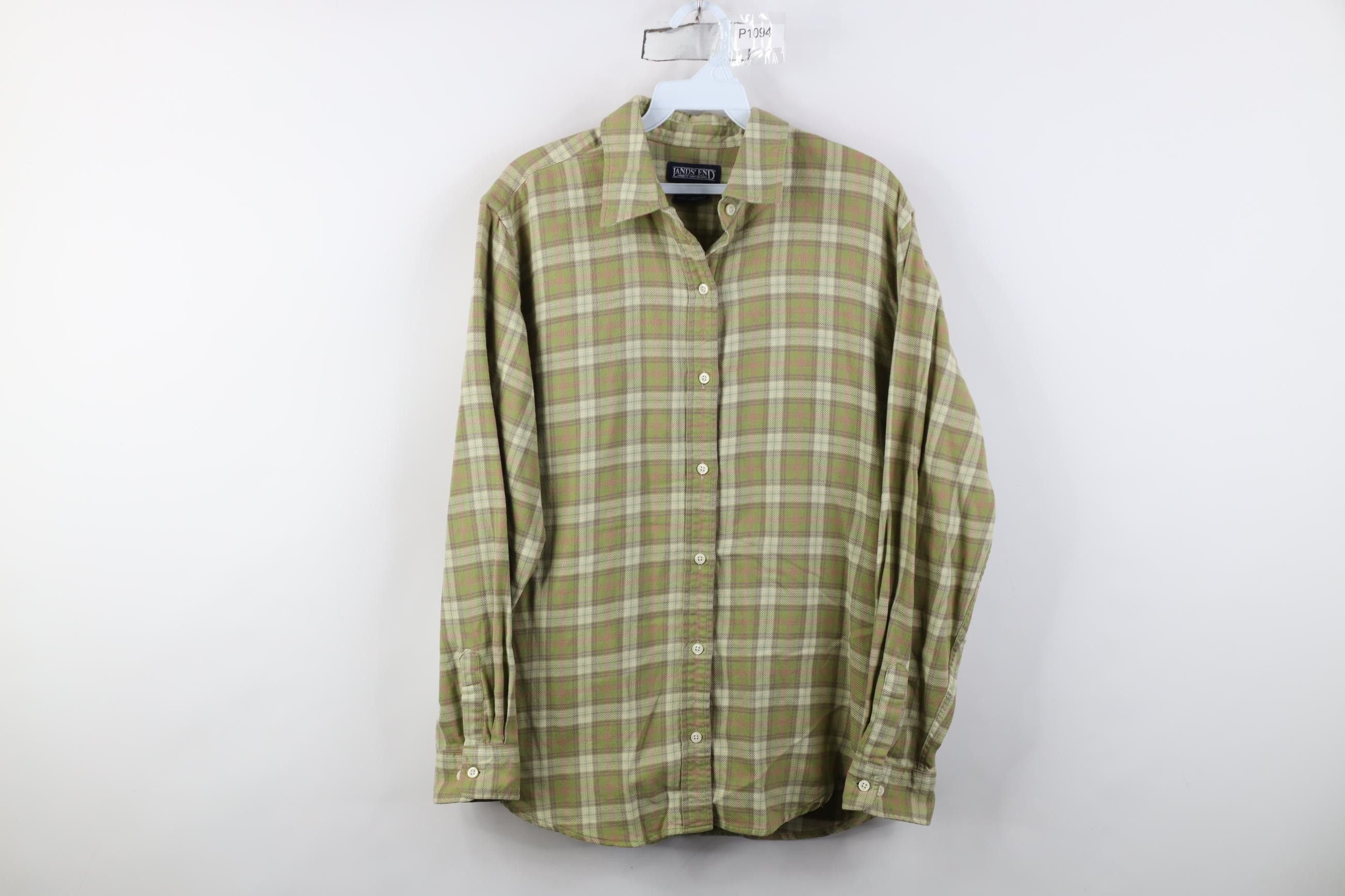 Lands' End Vintage 90s Lands End Collared Button Shirt Green Plaid Size XL / US 12-14 / IT 48-50 - 1 Thumbnail