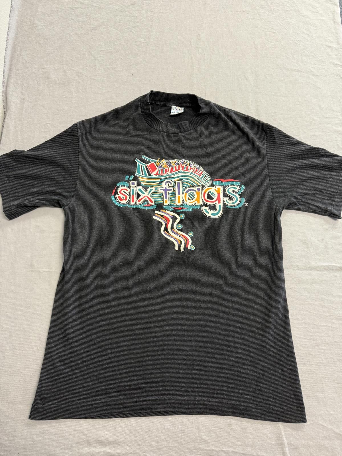 Designer VTG Six Flags Theme Park T-shirt Striped Made in USA - L Size US L / EU 52-54 / 3 - 1 Thumbnail