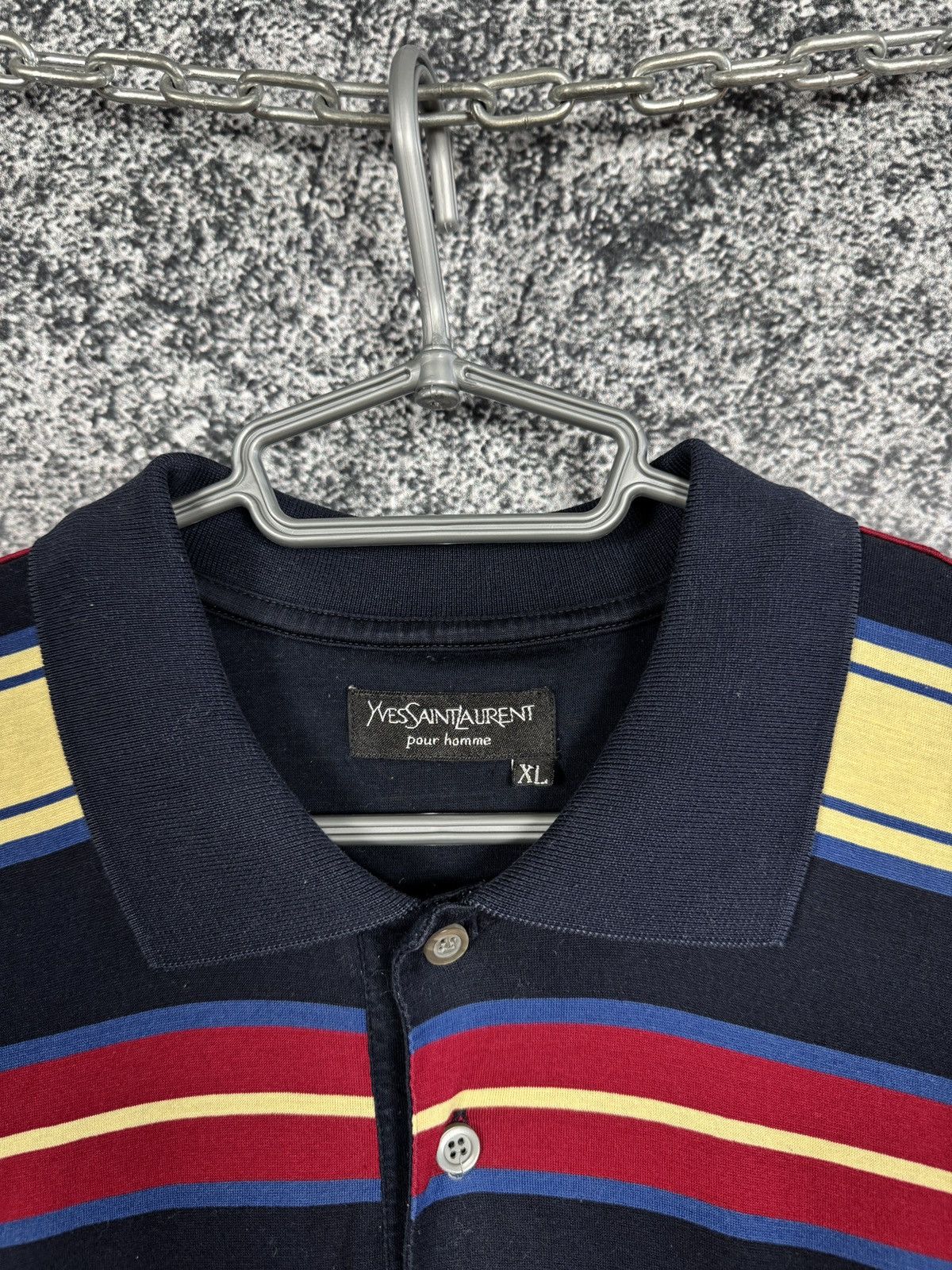 Yves Saint Laurent Men’s Yves Saint Laurent Striped Polo Shirt Vintage YSL XL Size US XL / EU 56 / 4 - 7 Thumbnail