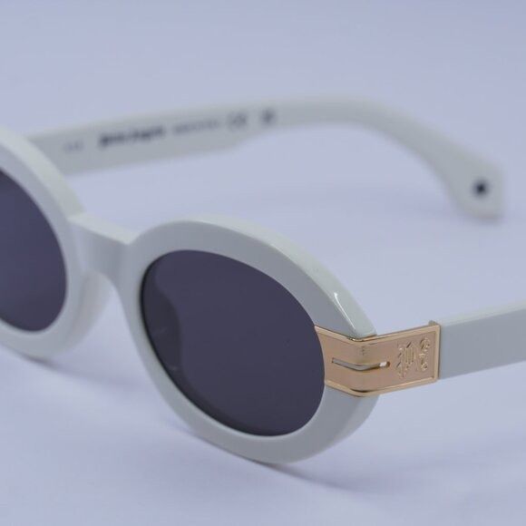 Palm Angels Palm Angels PERI094 HARMONY 0107 Sunglasses White Oval Frame Size ONE SIZE - 8 Thumbnail