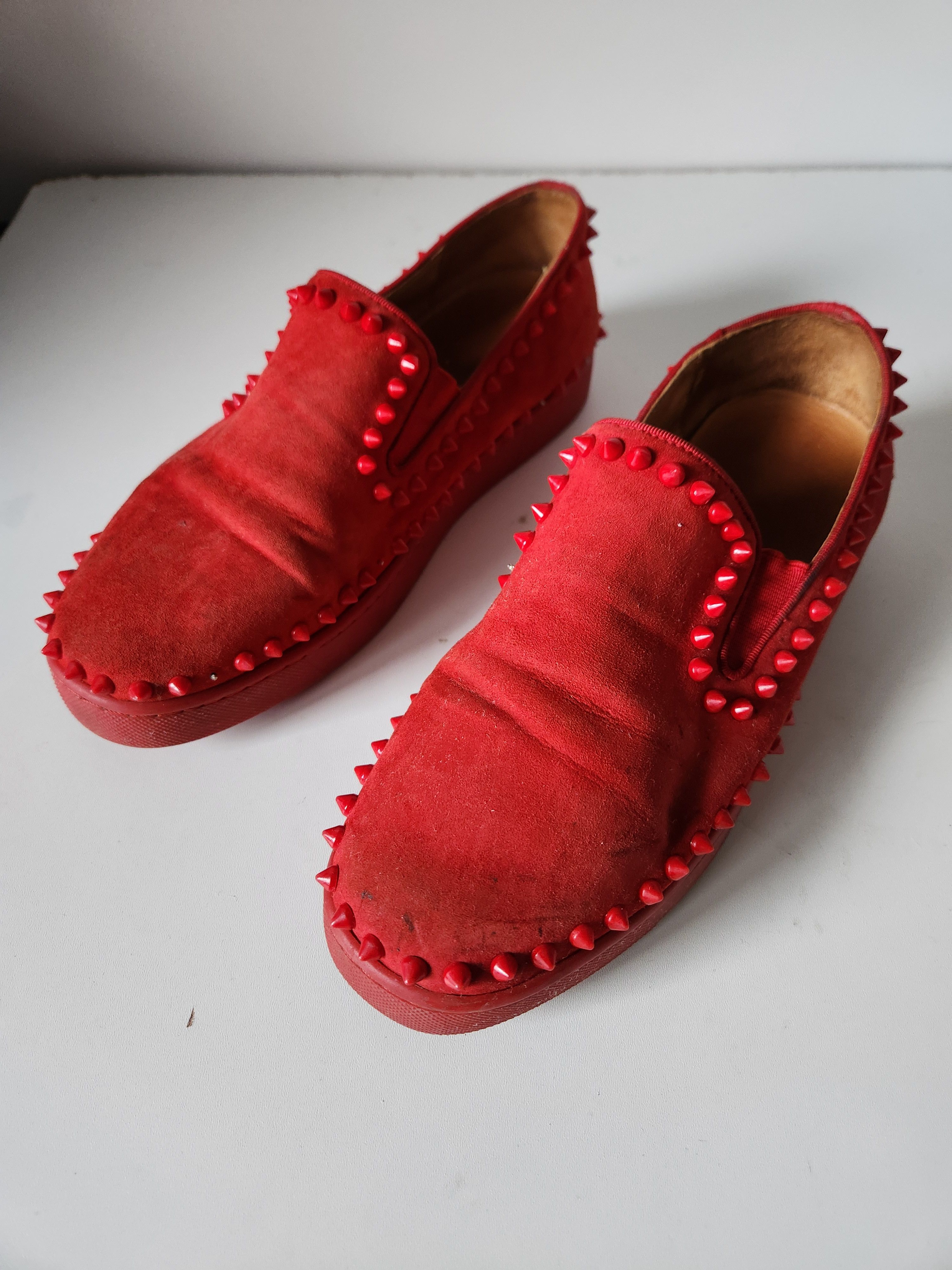 Christian Louboutin CHRISTIAN LOUBOUTIN | Pik Boat Mens Shoes Spike Slipons Red Size US 6.5 / EU 39-40 - 13 Thumbnail