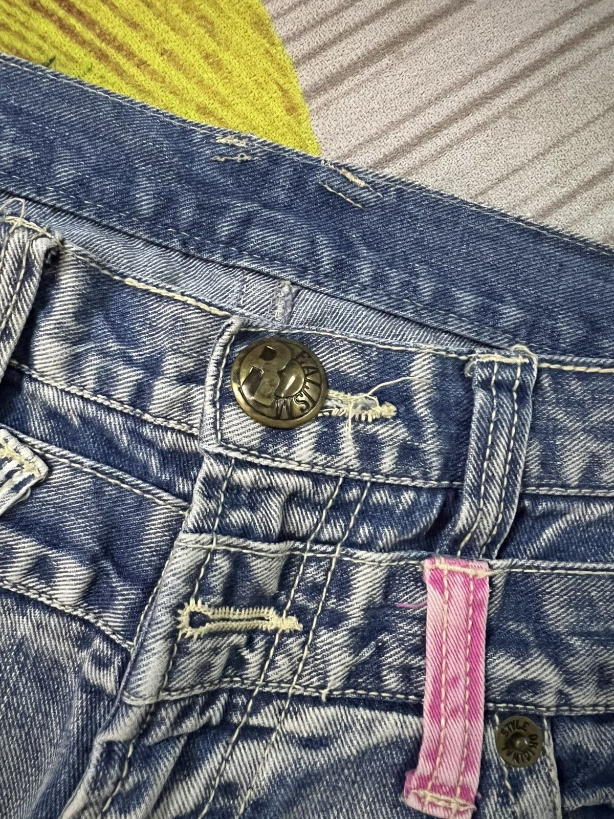 If Six Was Nine 💥Double Waist💥Japanese Unbrand Distress Patchwork Jean Size US 31 - 12 Thumbnail
