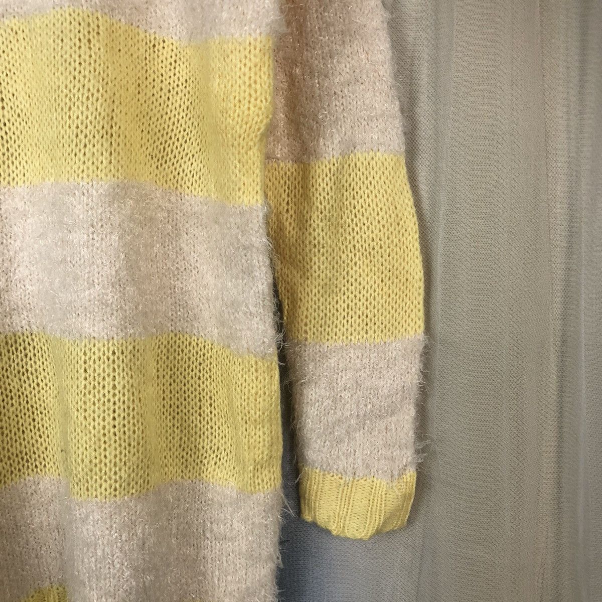 Aran Isles Knitwear × Japanese Brand × OVER THE STRiPES Oversized Colorata Yellow Stripe Mohair Knitwear #884 Size M / US 6-8 / IT 42-44 - 8 Thumbnail