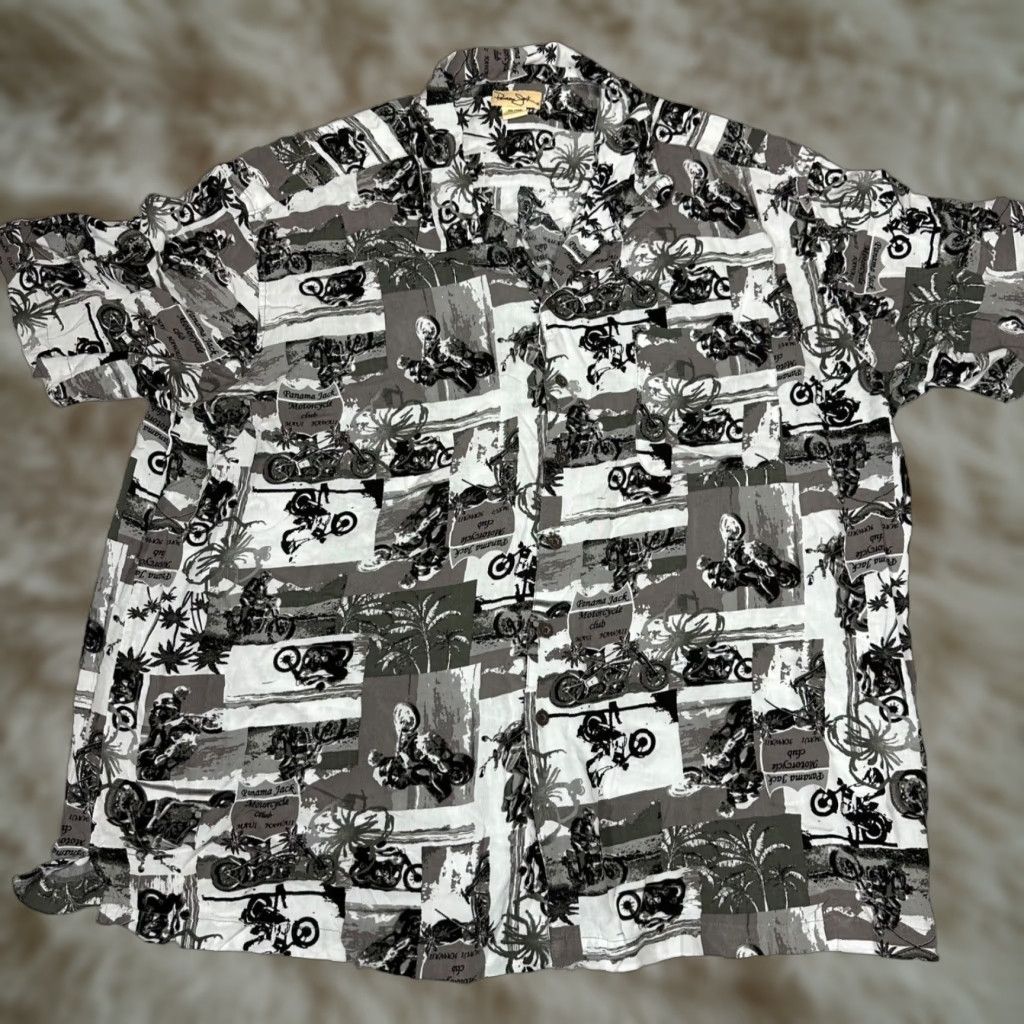 Panama Jack Panama Jack Mens Hawaiian Short Sleeve Shirt 3XL Gray White Button-Up Shirt Size US XXL / EU 58 / 5 - 1 Thumbnail