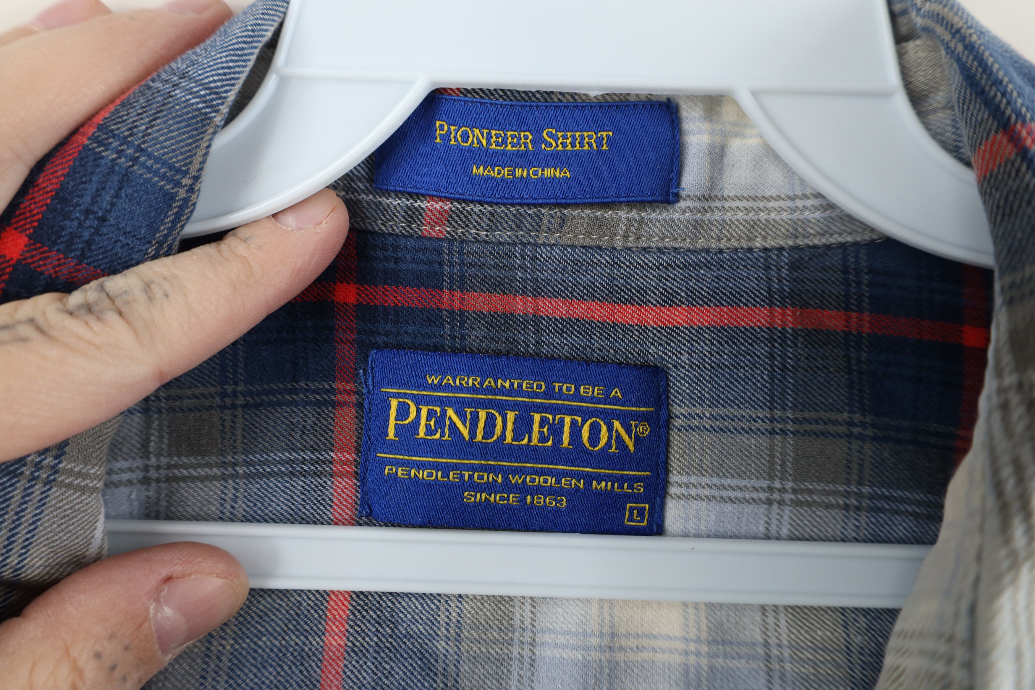 Pendleton × Vintage Vintage Pendleton Flannel Collared Button Shirt Plaid Size US L / EU 52-54 / 3 - 4 Thumbnail