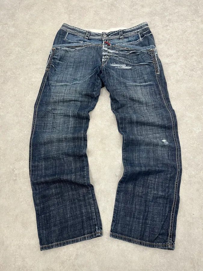 Marithe + Francois Girbaud 2000s Marithé + François Girbaud Blue Large Rebel Denim Jeans Size US 34 / EU 50 - 4 Thumbnail