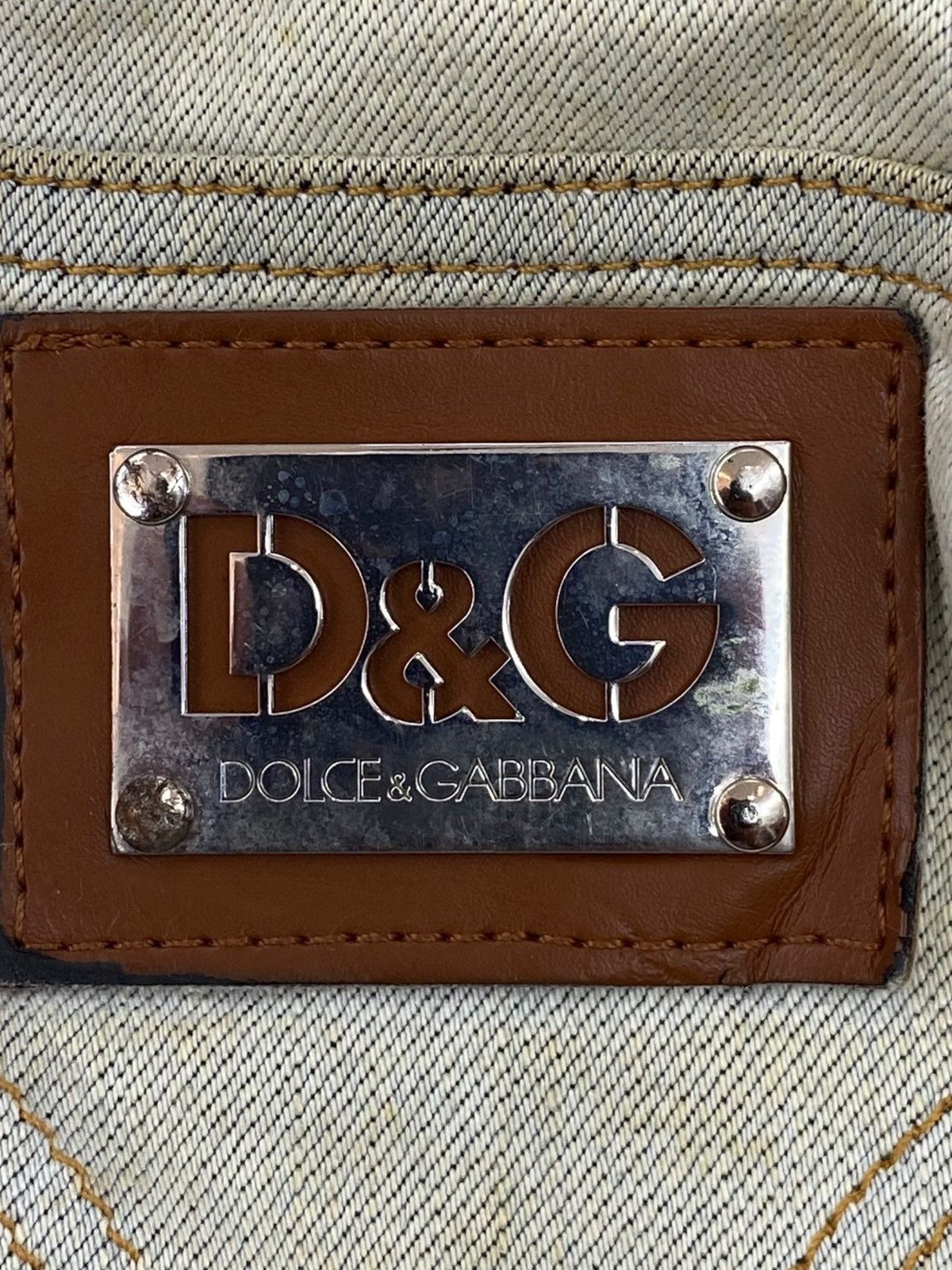 Dolce & Gabbana D&G Rusty Acid Blue Wash Style Cut Off Jeans Size US 30 / EU 46 - 10 Thumbnail