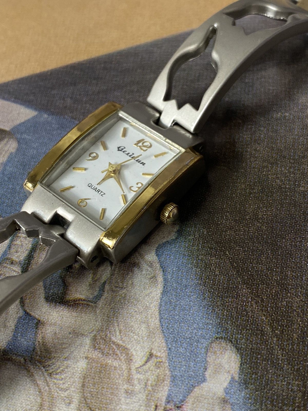 Jewelry Two-Tone Vintage Floral Cutout Watch Bracelet Size ONE SIZE - 3 Thumbnail