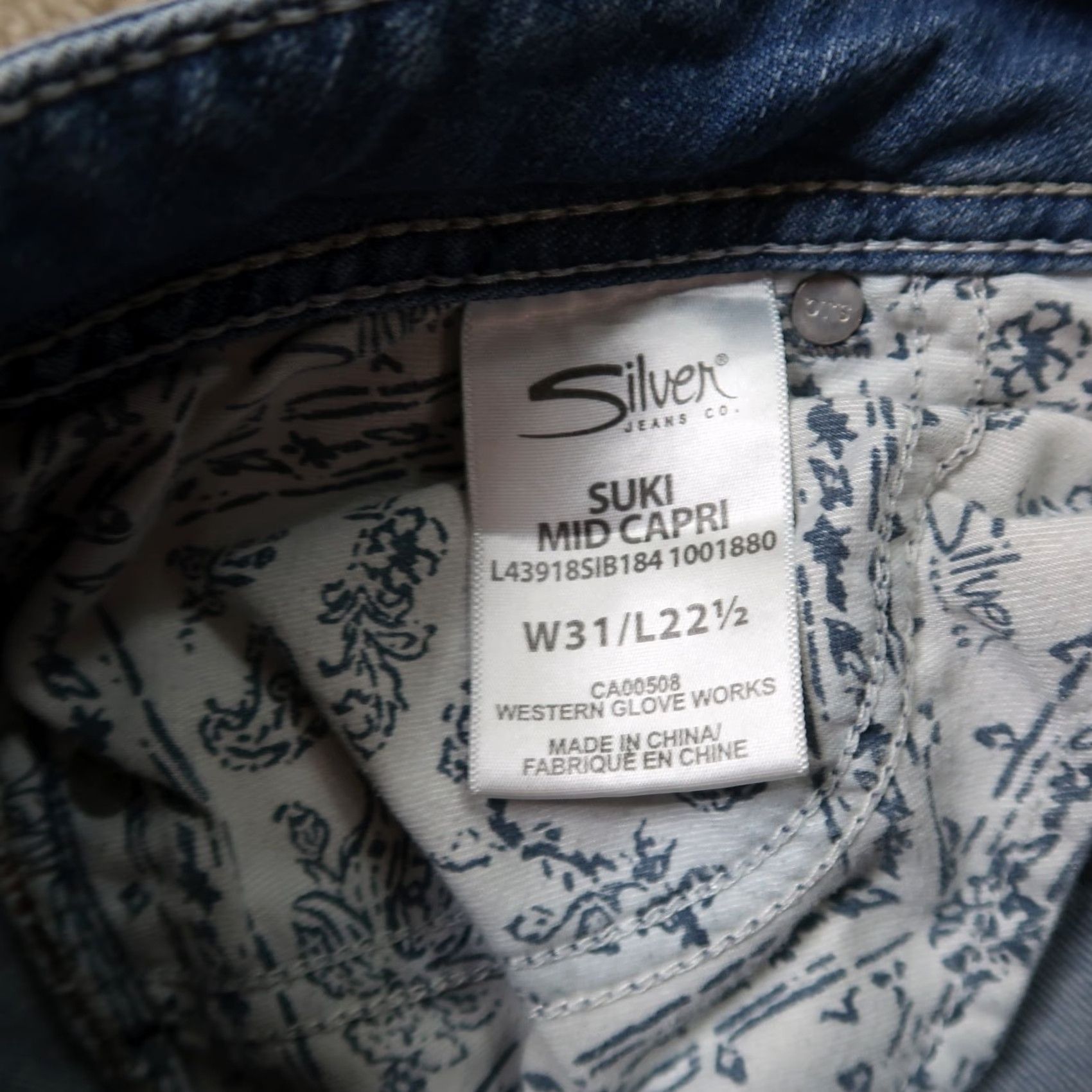 Silver Jeans Co. Silver Jeans Suki Capri Jeans Womens 31x22.5 Blue Stretch Denim Capris Slim Size 24" / US 00 / IT 34 - 6 Thumbnail