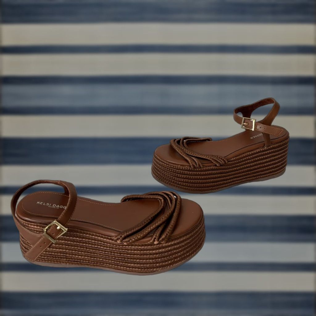 Vintage Kelsi Dagger Brooklyn Mend Platform Wedge Sandal/Heels Women’s Size 11 Brown Leather Buckle Platform & Wedge Sandal Womens Size 11 Size US 9 / IT 39 - 1 Thumbnail