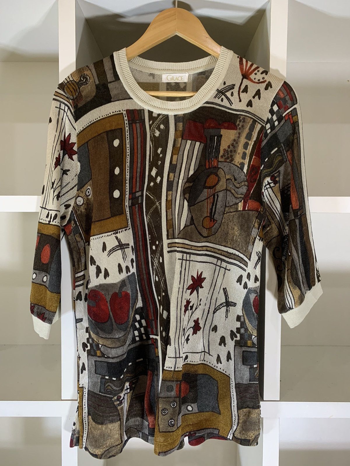 image of Coup De Grace x Vintage Grace Printed Knit Shirt, Men's (Size Medium)