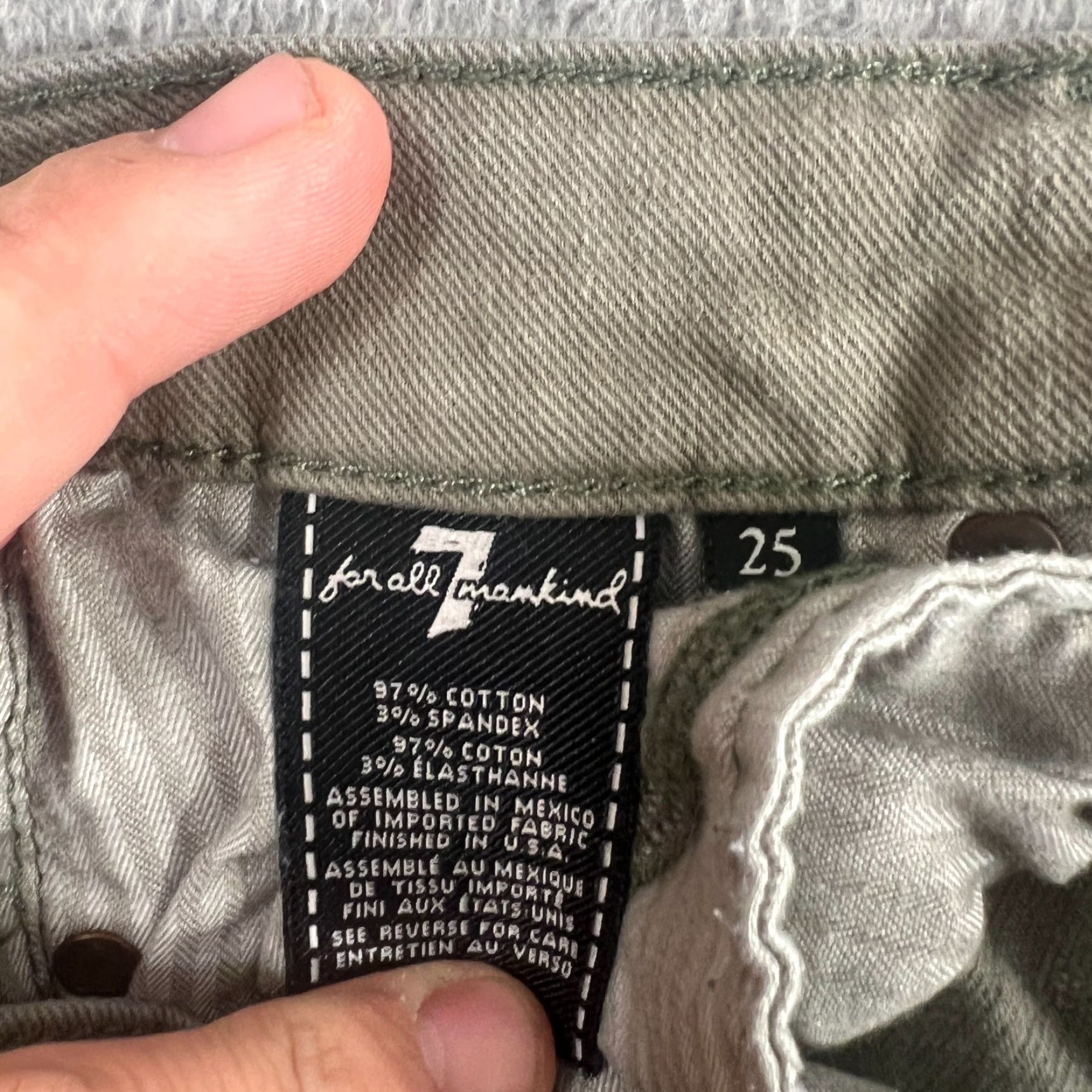 7 For All Mankind 7 For All Mankind Jeans Womens 25 Distressed Skinny Stretch Low Rise Green Size 42" / US 20 - 7 Thumbnail
