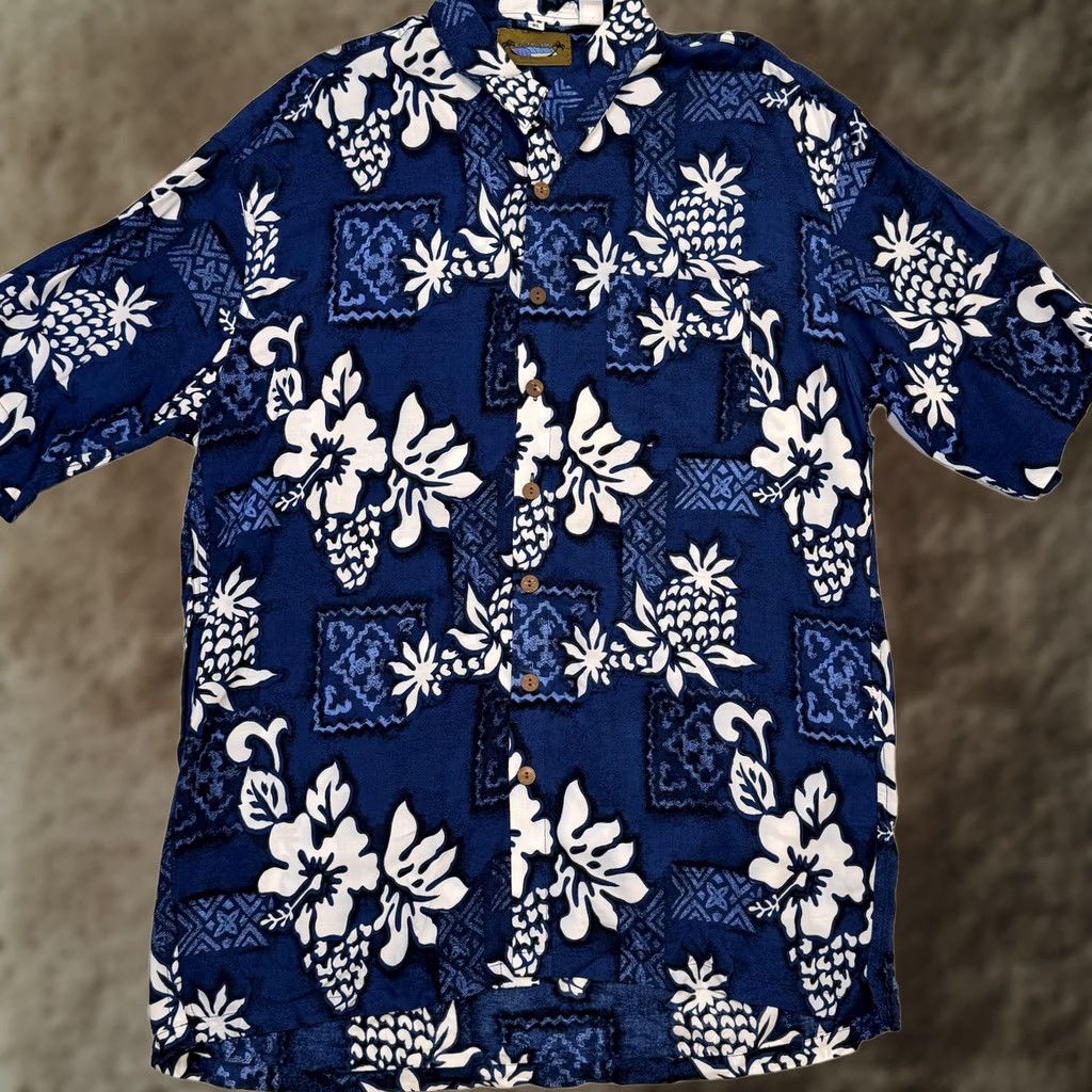 Vintage Dreamland Hawaiian Shirt Mens XL Blue Rayon Aloha Floral Button-Front Short Sleeve Size US XL / EU 56 / 4 - 1 Thumbnail
