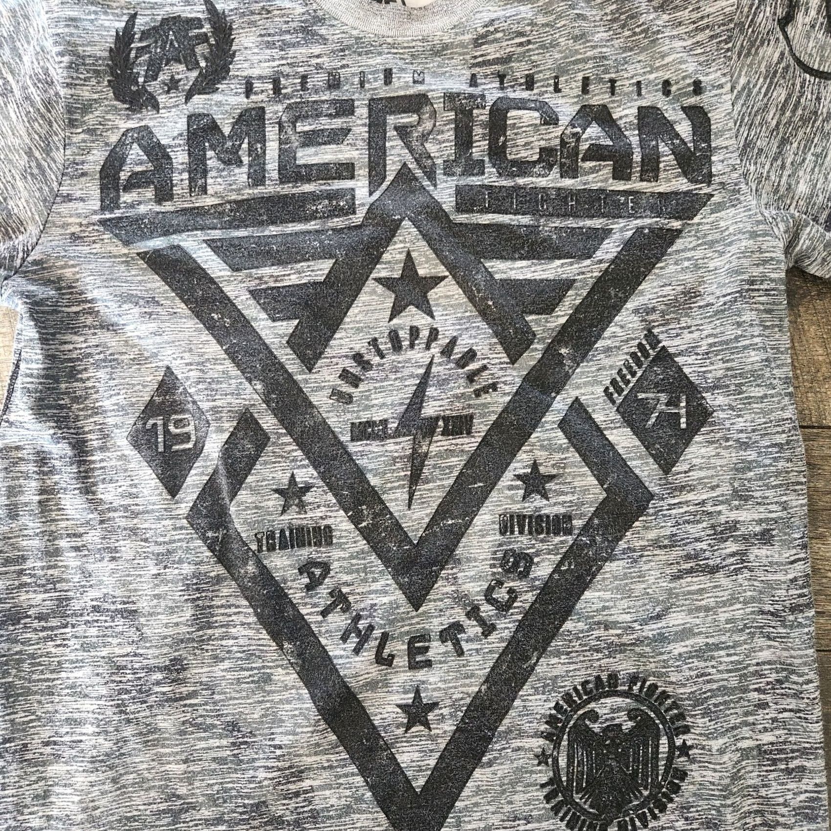 Vintage American Fighter T-Shirt Mens Small Gray Double-Sided AOP Tee Size US S / EU 44-46 / 1 - 2 Thumbnail
