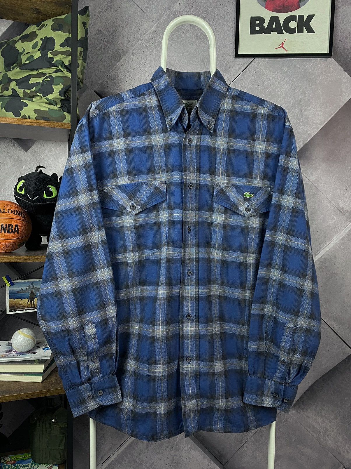 Lacoste × Vintage Lacoste Vintage Plaid Blue Long Sleeve Shirt Size US XL / EU 56 / 4 - 2 Thumbnail