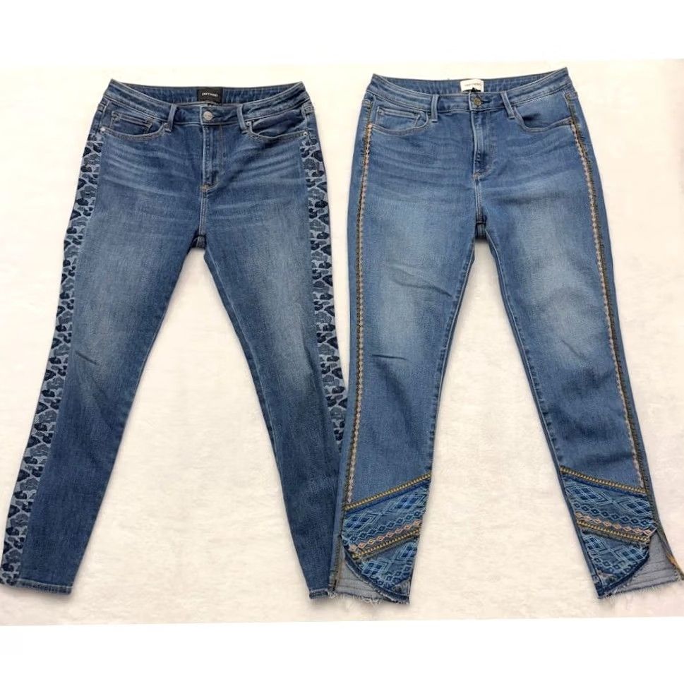 Vintage Driftwood Blue Aztec Jeans - Regular Fit Denim Size 29" - 8 Thumbnail