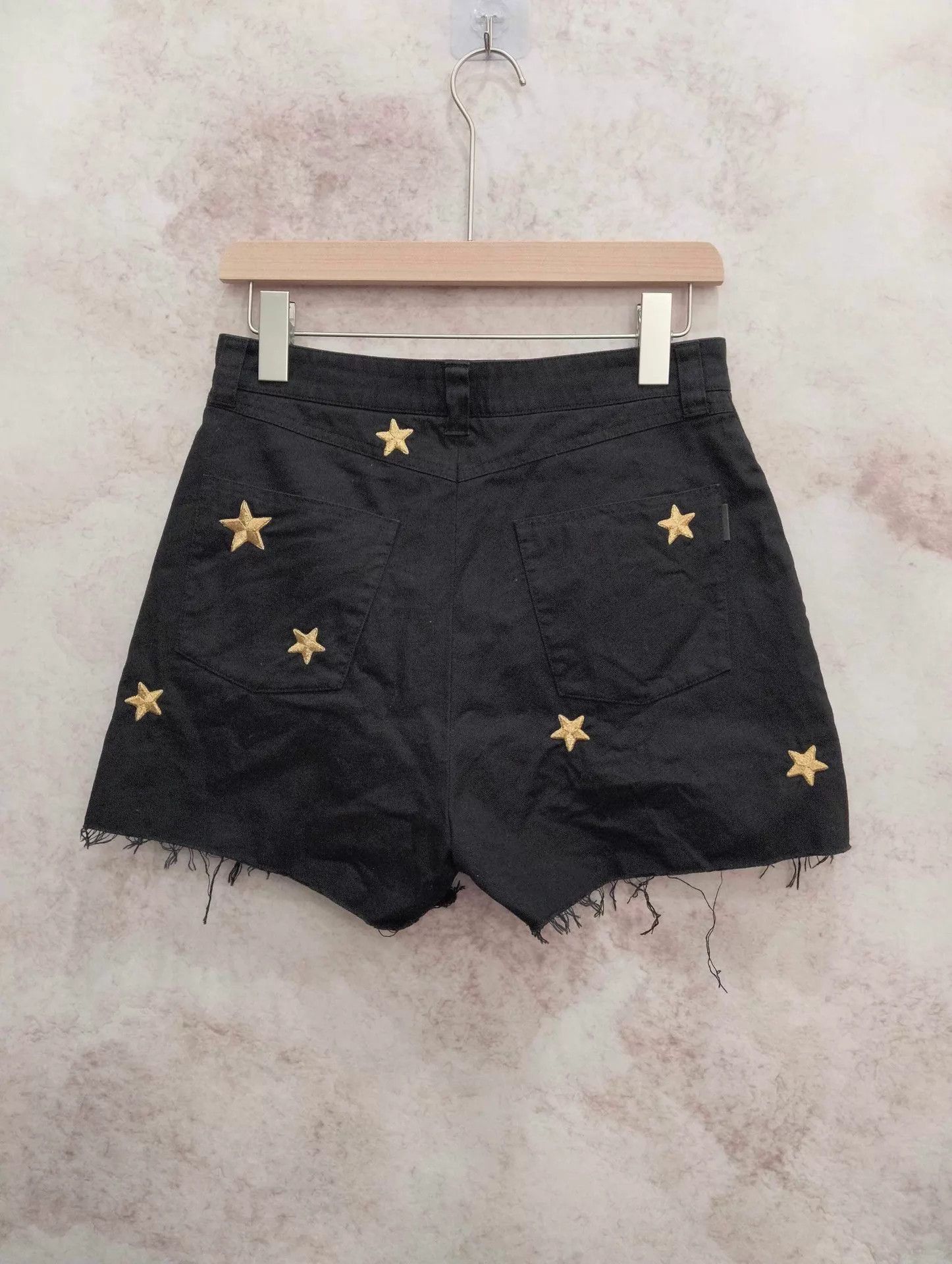 Saint Laurent Paris Saint Laurent Star Embroidered Wmns Denim Shorts 165 Size 27" / US 4 / IT 40 - 2 Thumbnail