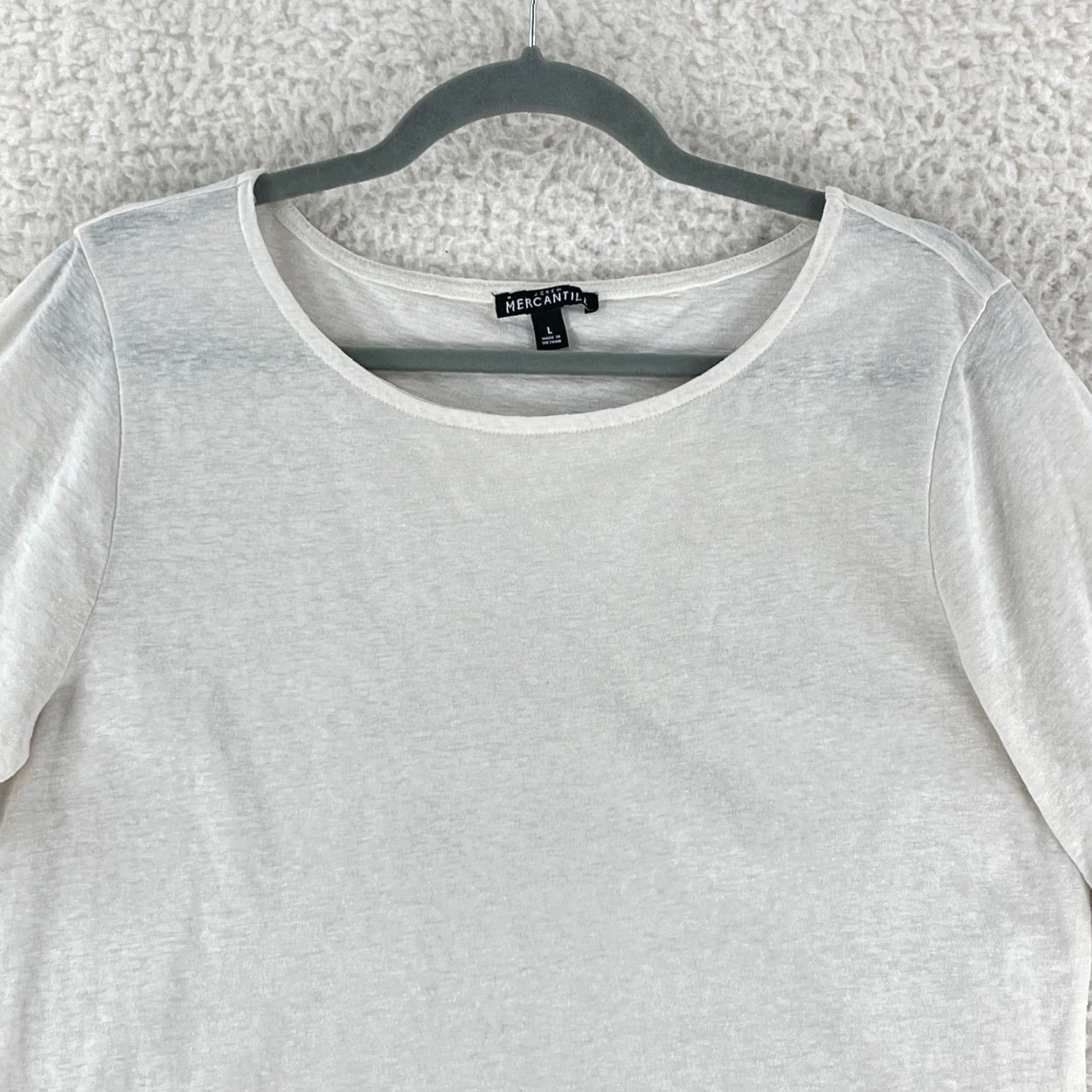 J.Crew J. Crew Mercantile Shirt Womens Large White Ruffle Sleeve Crew Neck Pullover Size L / US 10 / IT 46 - 2 Thumbnail