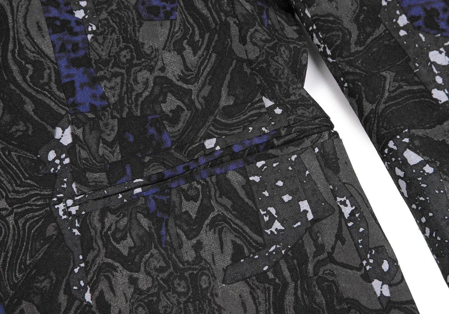 Issey Miyake Wool Marble Print Jacket in Black and Gray Size US XL / EU 56 / 4 - 5 Thumbnail