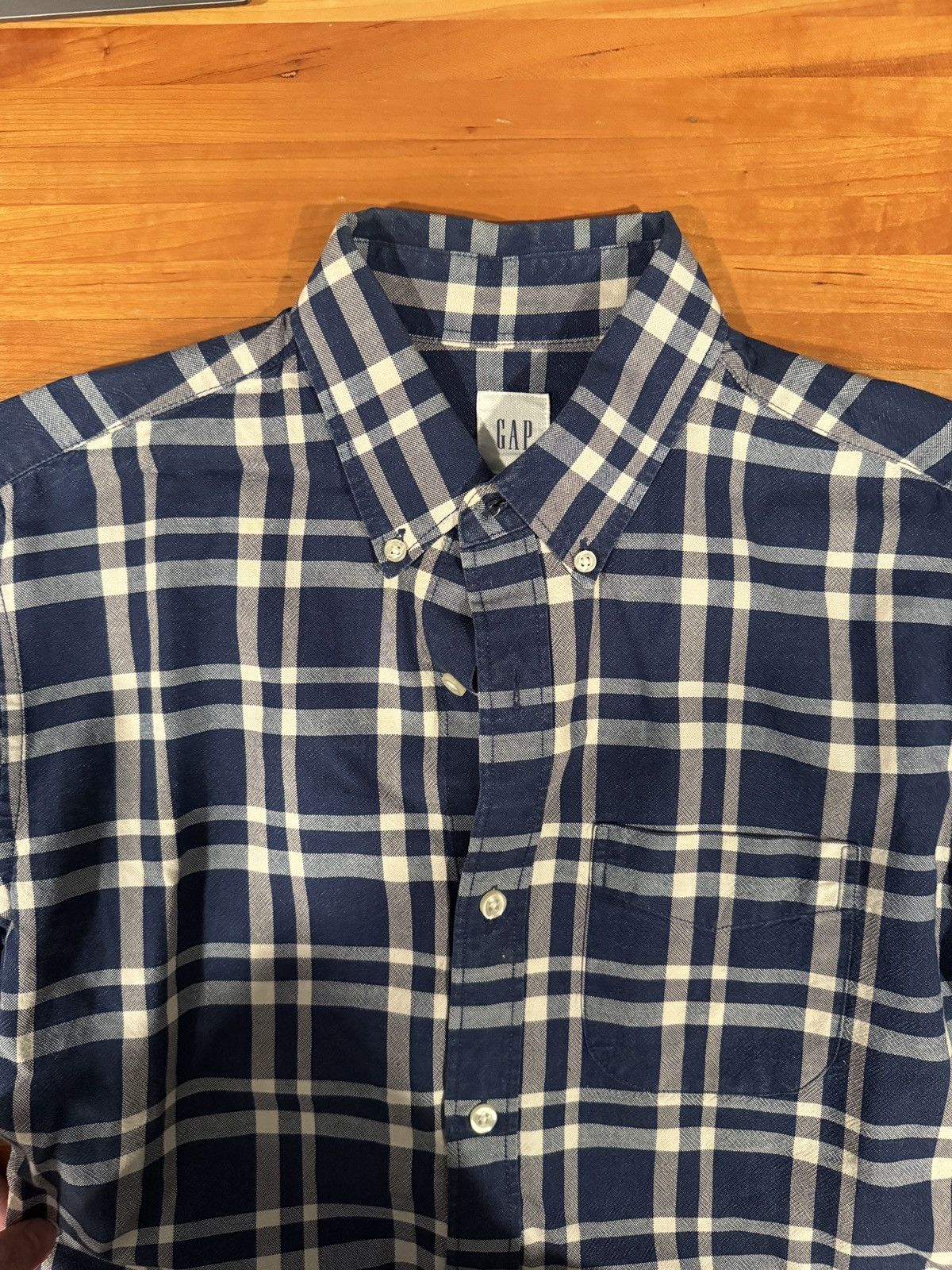 Gap Gap Blue Plaid Check Button Up Oxford Shirt Size US M / EU 48-50 / 2 - 4 Thumbnail