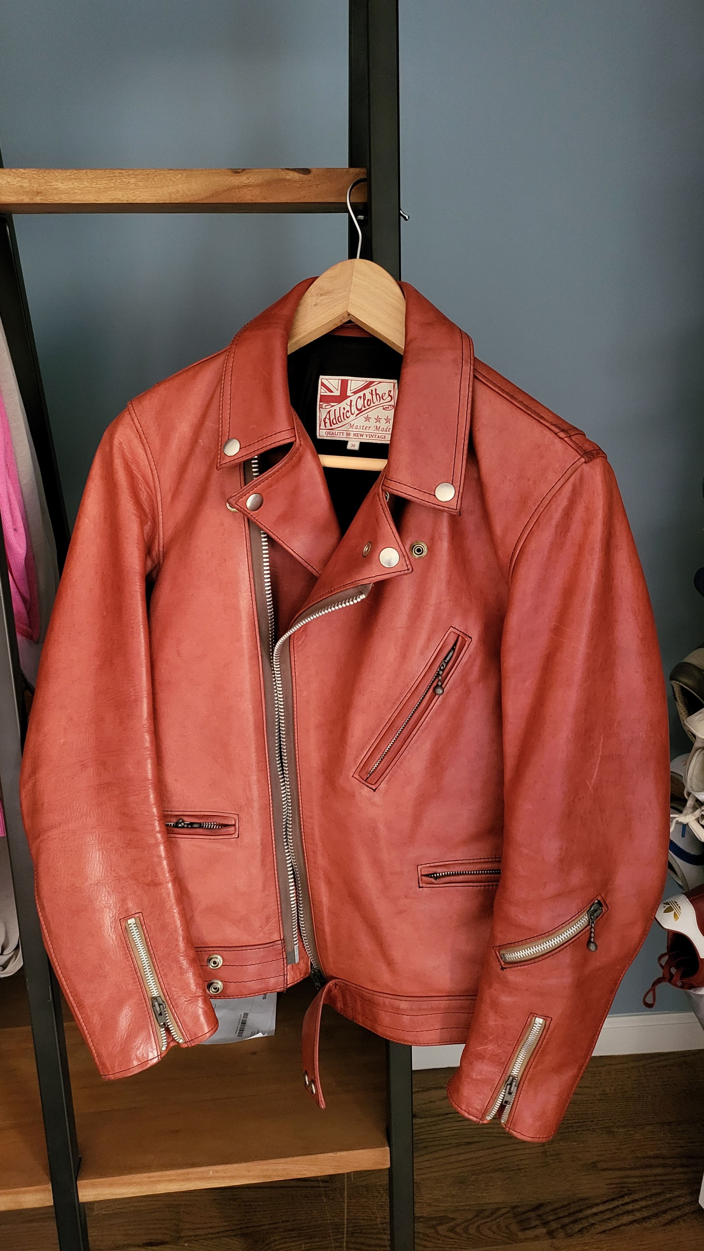 Addict Clothes New Vintage Addict Clothes AD-03 Leather Jacket Red ...