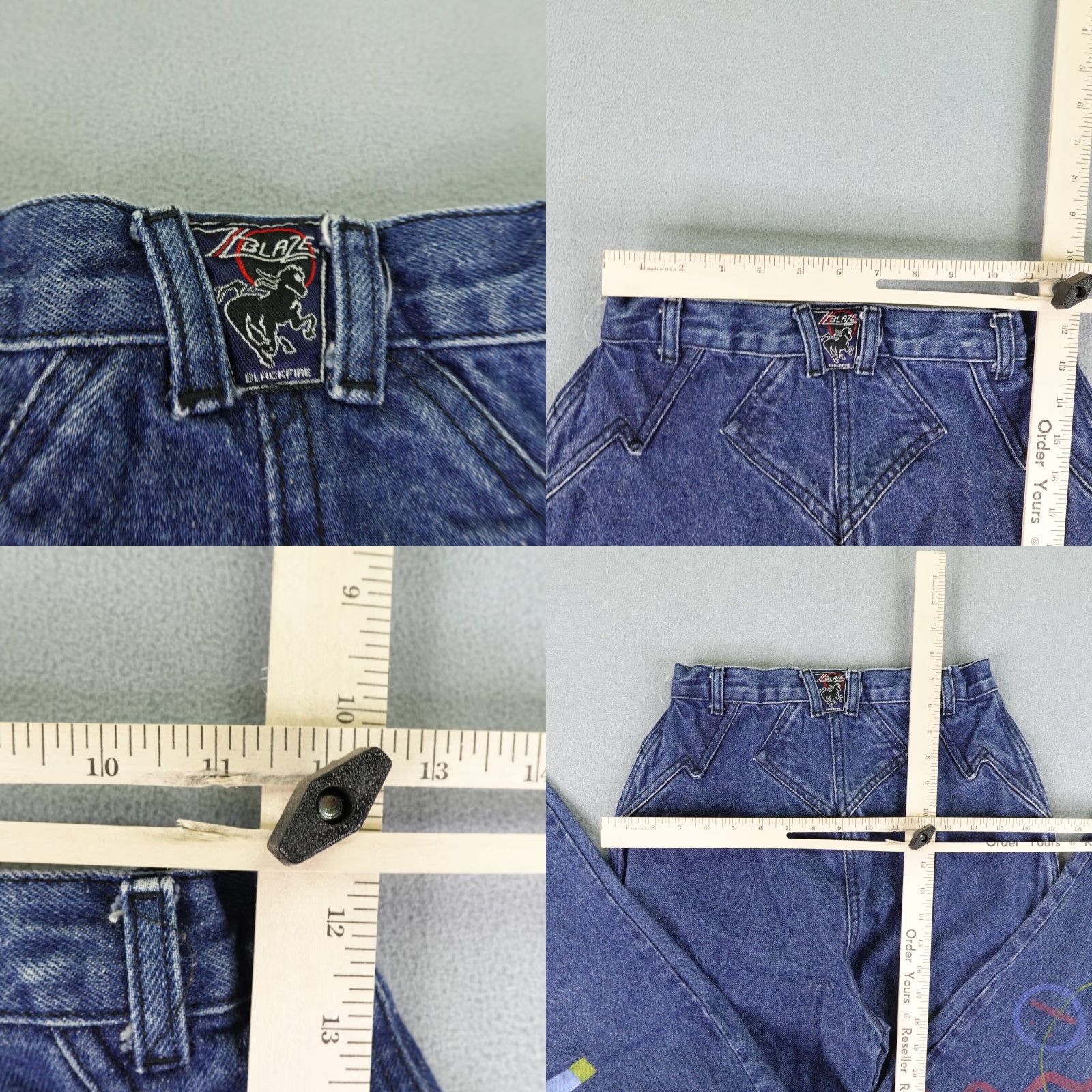 Vintage VINTAGE Blaze Jeans Womens 8 Blue Denim 9/28 High Waist Cowboy Southwestern Western Regular Straight Pockets Button Zip Size 24" / US 00 / IT 34 - 8 Thumbnail