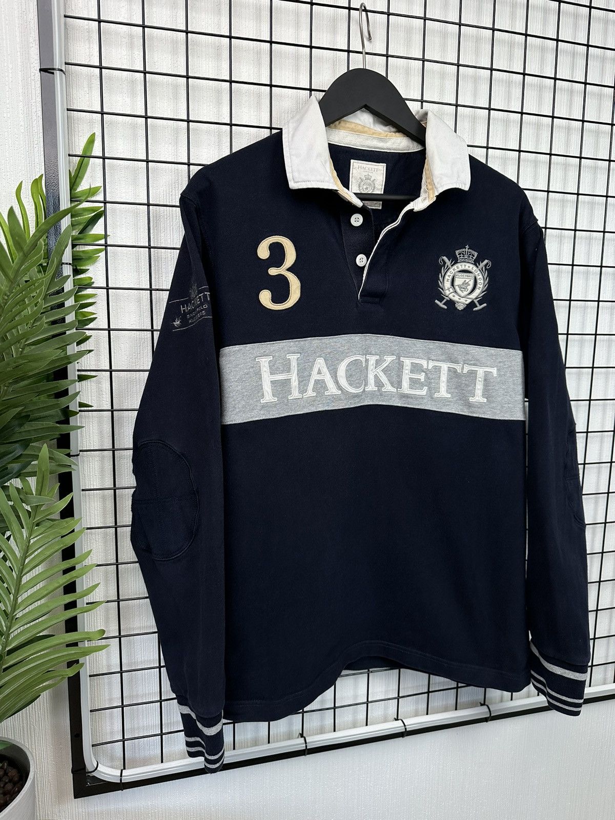 Hackett × Vintage Vintage Hackett London Snow polo team jersey #3 Men L Navy Size US L / EU 52-54 / 3 - 3 Thumbnail