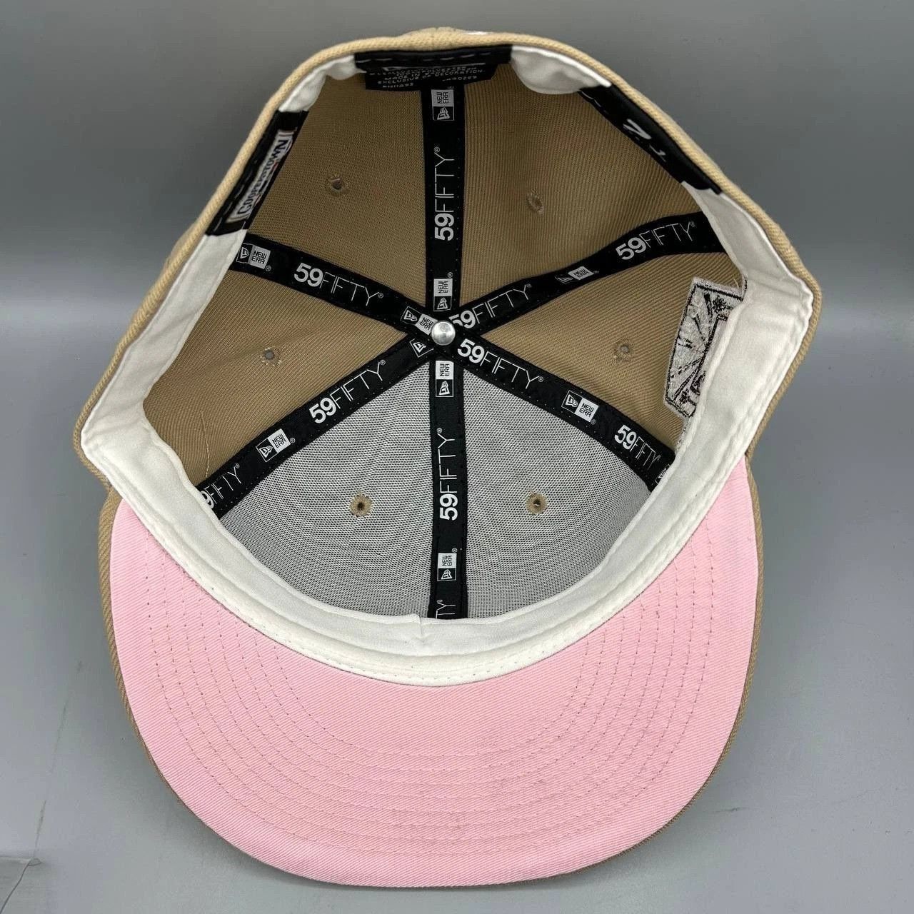 New Era Los Angeles LA Angels Hat Men 7 1/4 Beige Pink MLB Fitted Size ONE SIZE - 2 Thumbnail