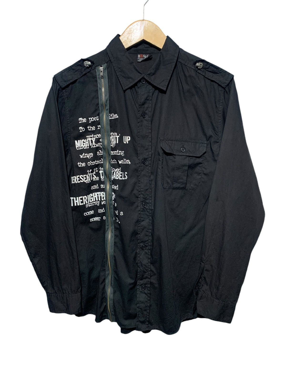 Yohji Yamamoto Badger skull poem rock punk zipper button shirt Size US L / EU 52-54 / 3 - 1 Thumbnail