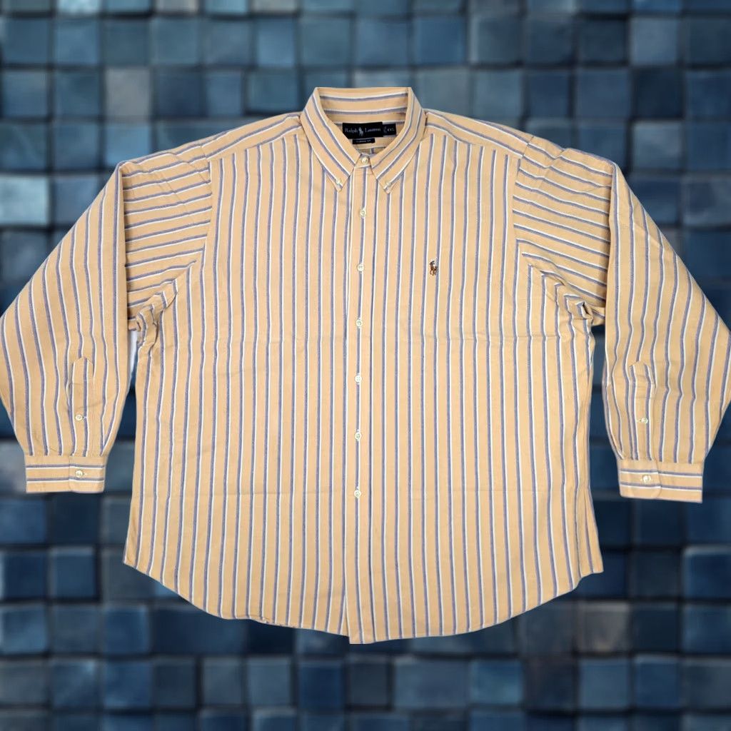 Ralph Lauren Ralph Lauren Polo Shirt Men 2XL Classic Striped Pastel Yellow Blue White Button-Up Size US XXL / EU 58 / 5 - 1 Thumbnail