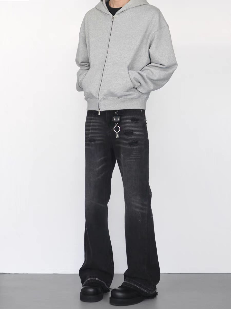 Japanese Brand × Jean High street ripped micro flare straight leg jeans Size US 34 / EU 50 - 3 Thumbnail