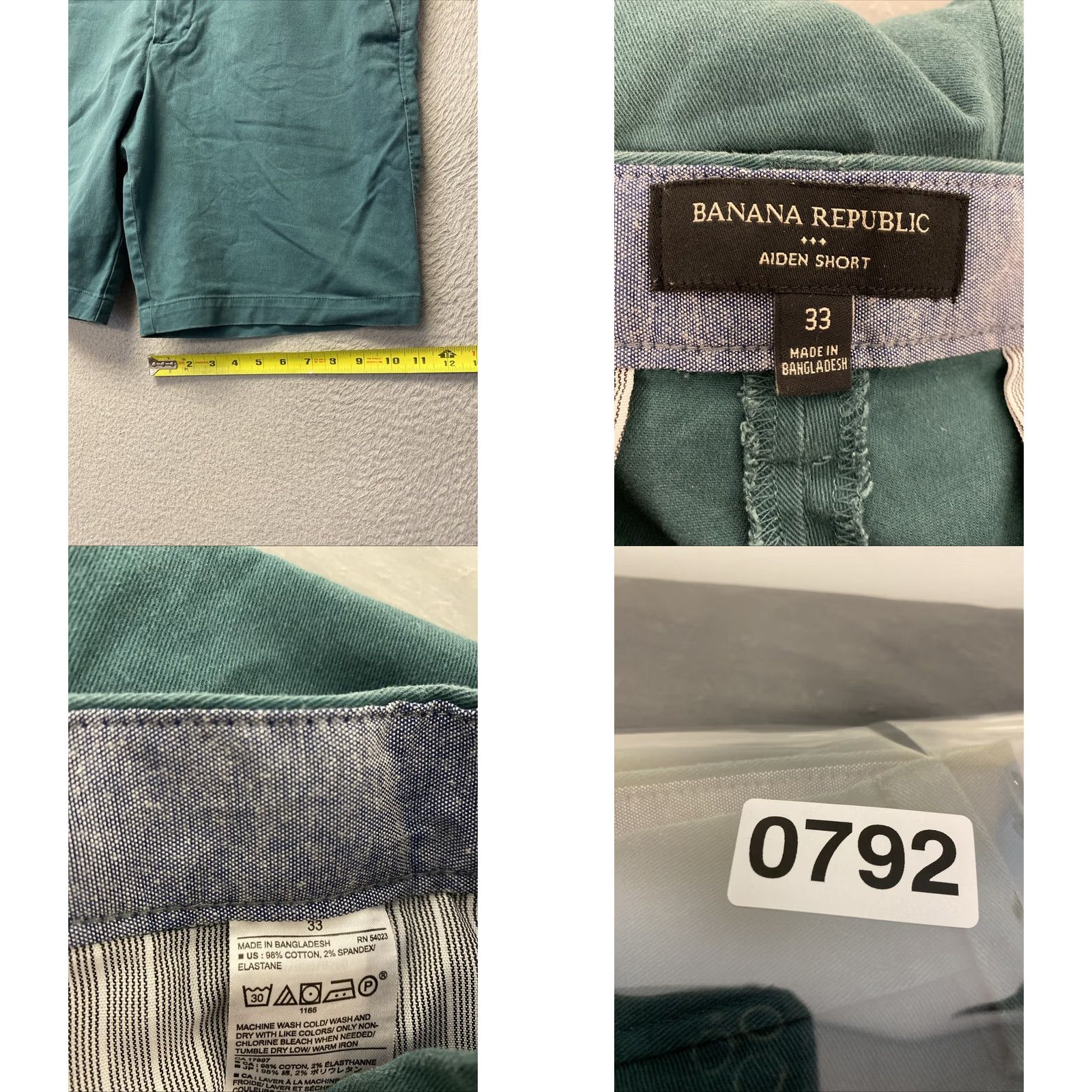 Banana Republic Banana Republic Chino Shorts Mens 33 Green 9" Inseam Cotton Zip Flat Front Cargo Pocket Regular Rise Spring Summer Fall Mens Size US 33 - 8 Thumbnail
