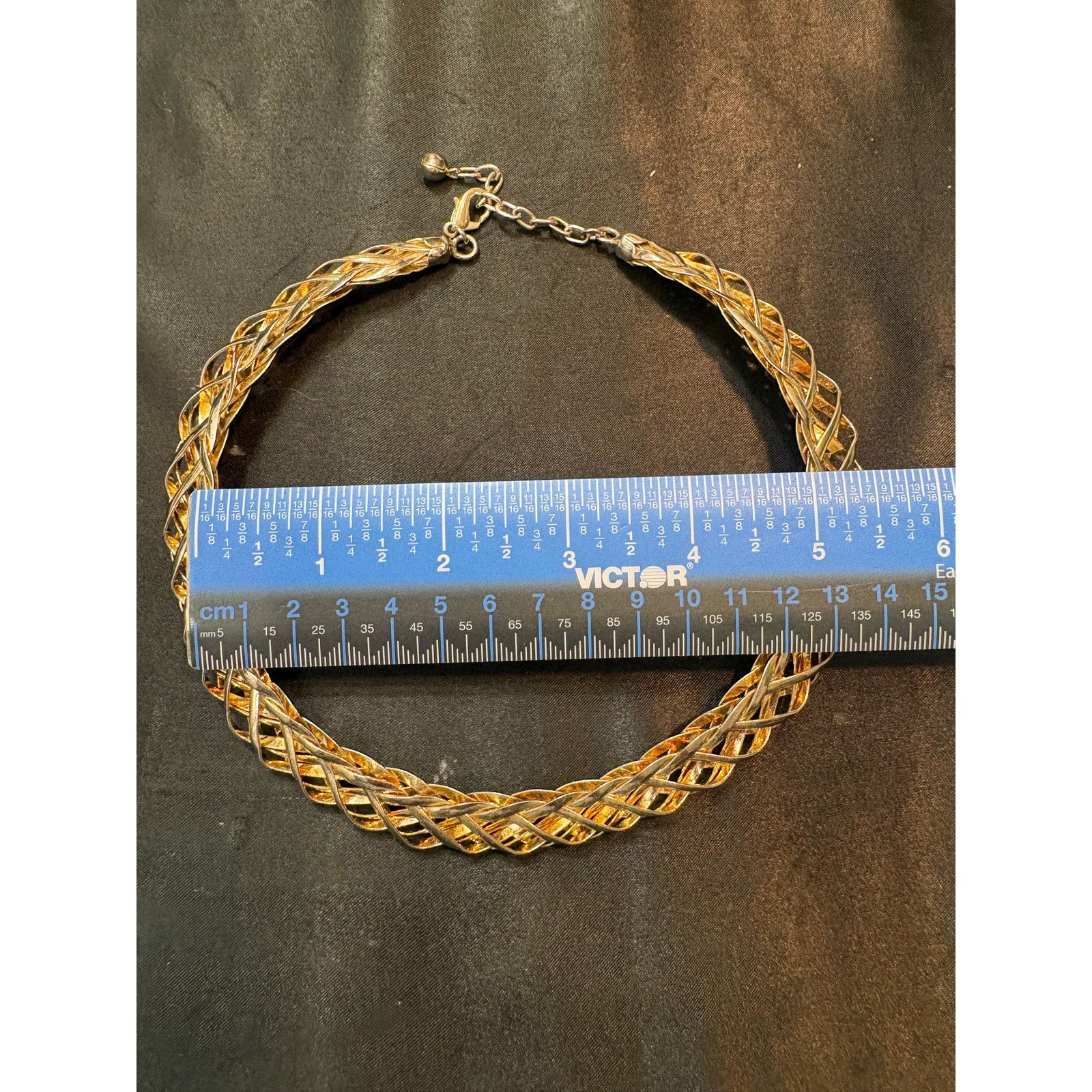 Other Vintage Two Tone Braided Chain Collar Necklace 55g Size ONE SIZE - 6 Thumbnail