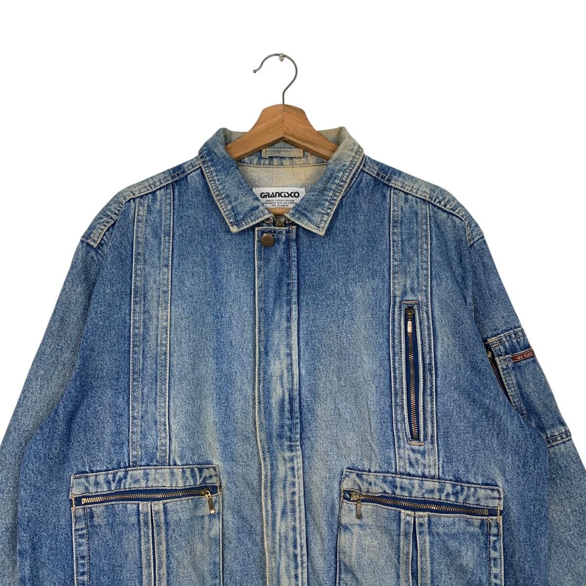 Japan Rags Vintage 90's GRANCISCO Washed Blue Denim Jacket #2733-C123 Size US L / EU 52-54 / 3 - 2 Thumbnail