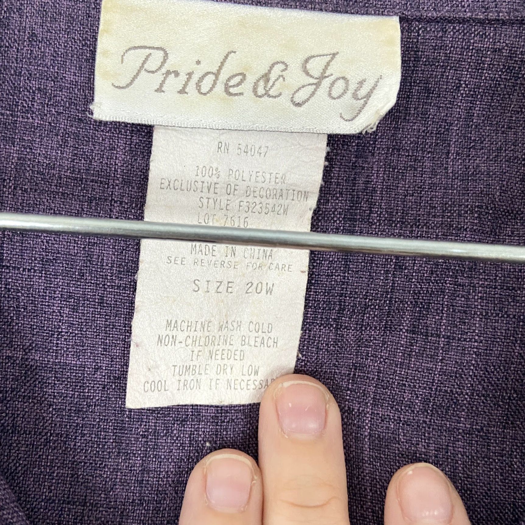 Vintage Pride & Joy Blouse Button Up Women 20W Purple, Plus Size, blouse, Women, 20W Size 3XL / US 20-22 - 7 Thumbnail