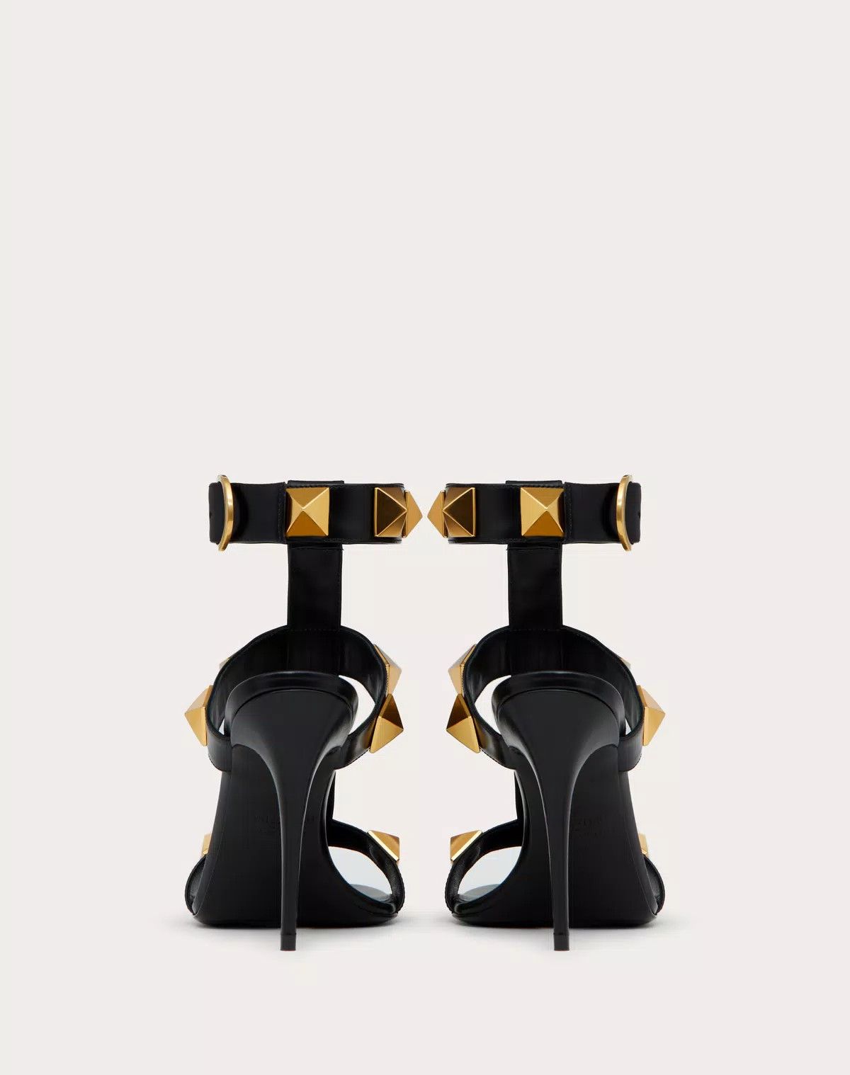 Valentino o1s1wg110625 Roman Stud Calfskin Sandal 100 Mm in Black Size US 10.5 / IT 40.5 - 3 Thumbnail