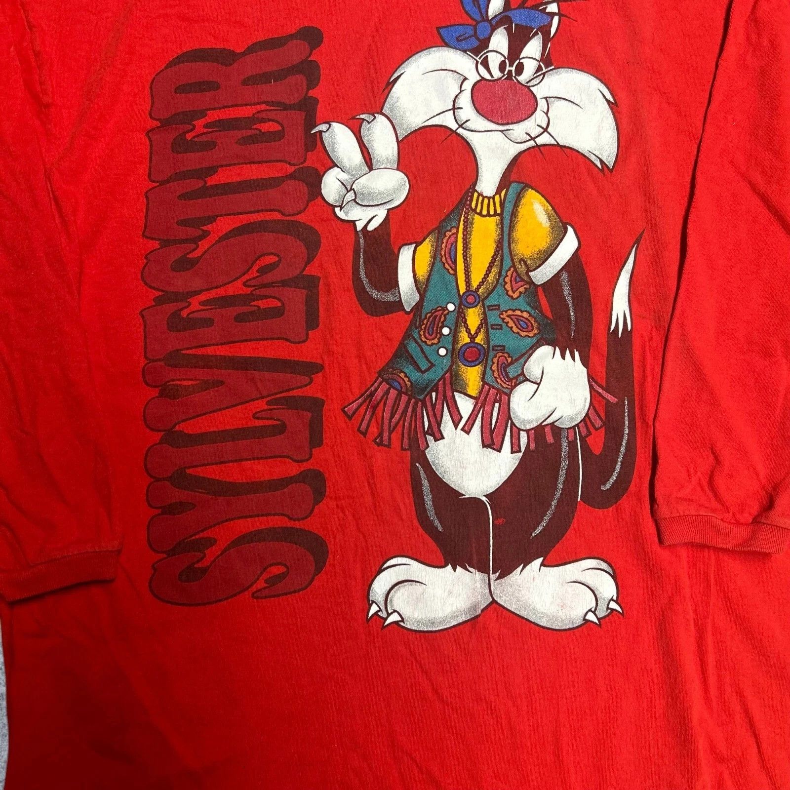 Vintage Xl Looney Tunes Sylbester Jerry Leigh Hoodie Xl Red Size US XL / EU 56 / 4 - 4 Thumbnail